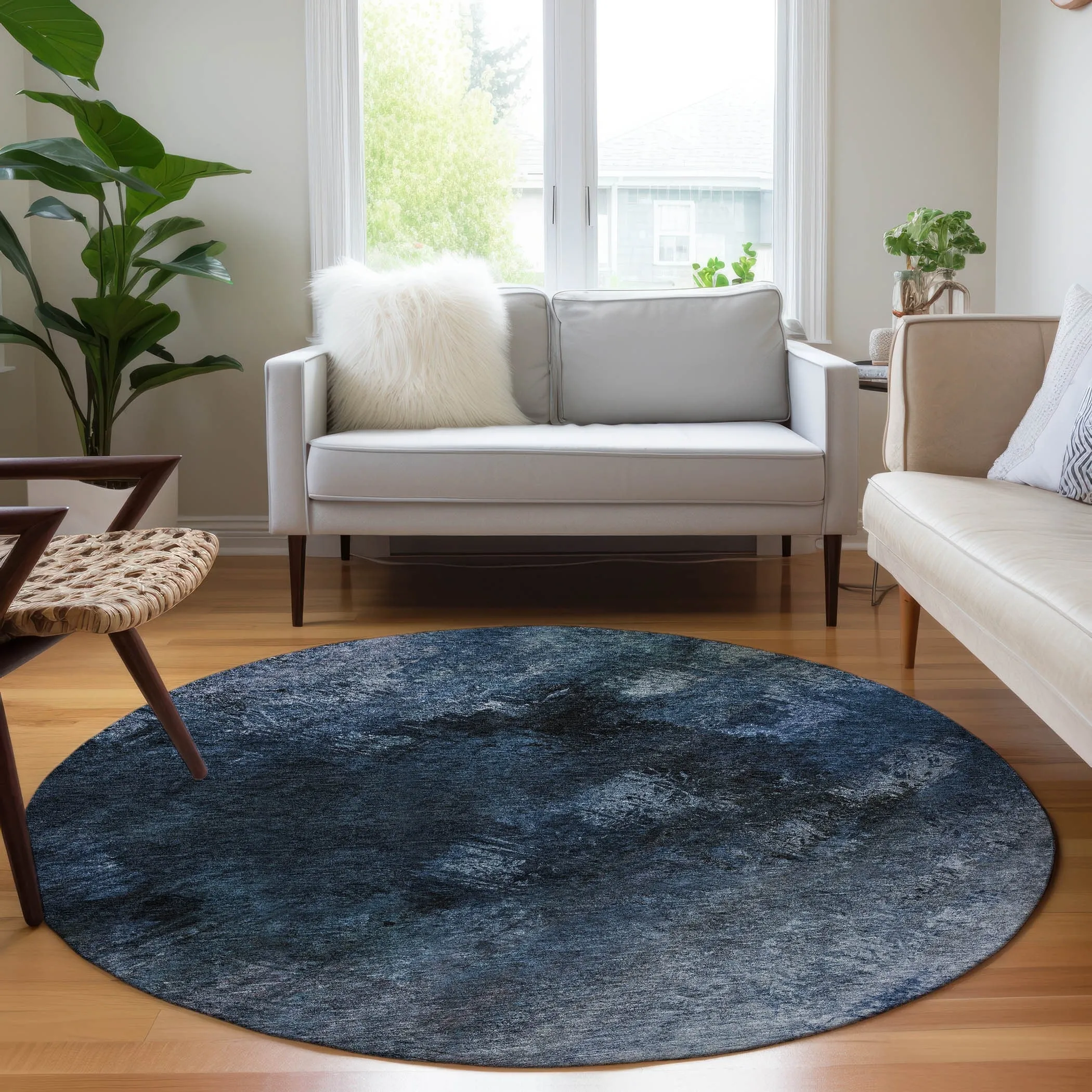 Machine Washable Indoor/ Outdoor Chantille Abstract Watercolor Rug