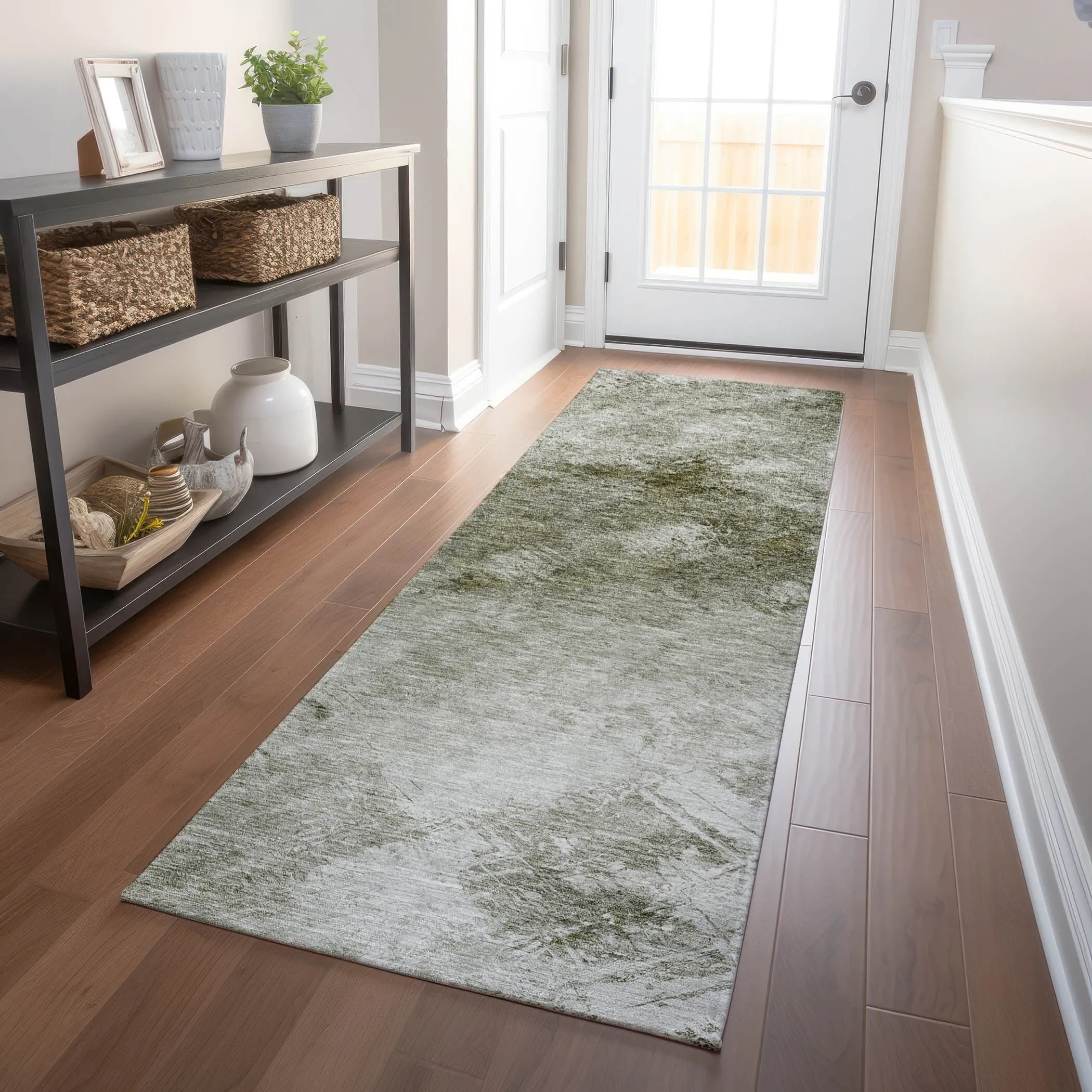 Machine Washable Indoor/ Outdoor Chantille Abstract Watercolor Rug