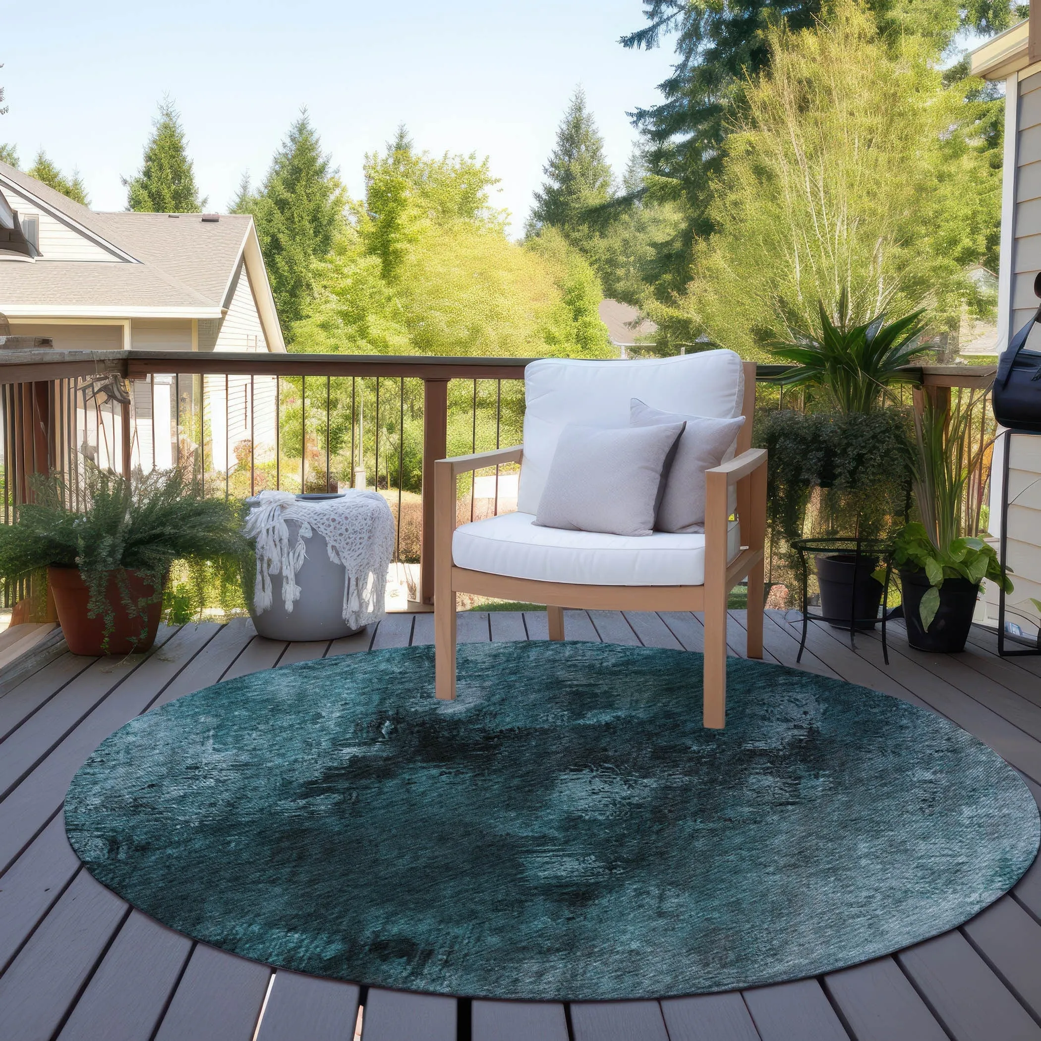 Machine Washable Indoor/ Outdoor Chantille Abstract Watercolor Rug