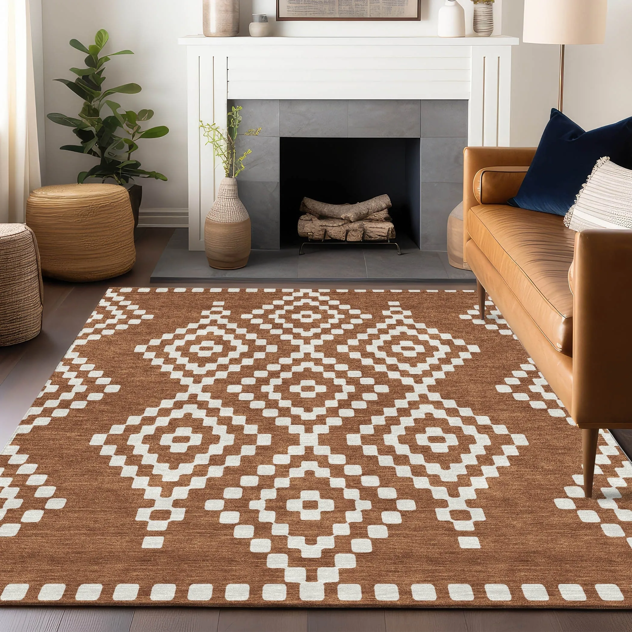 Machine Washable Indoor/ Outdoor Chantille Boho Moroccan Rug