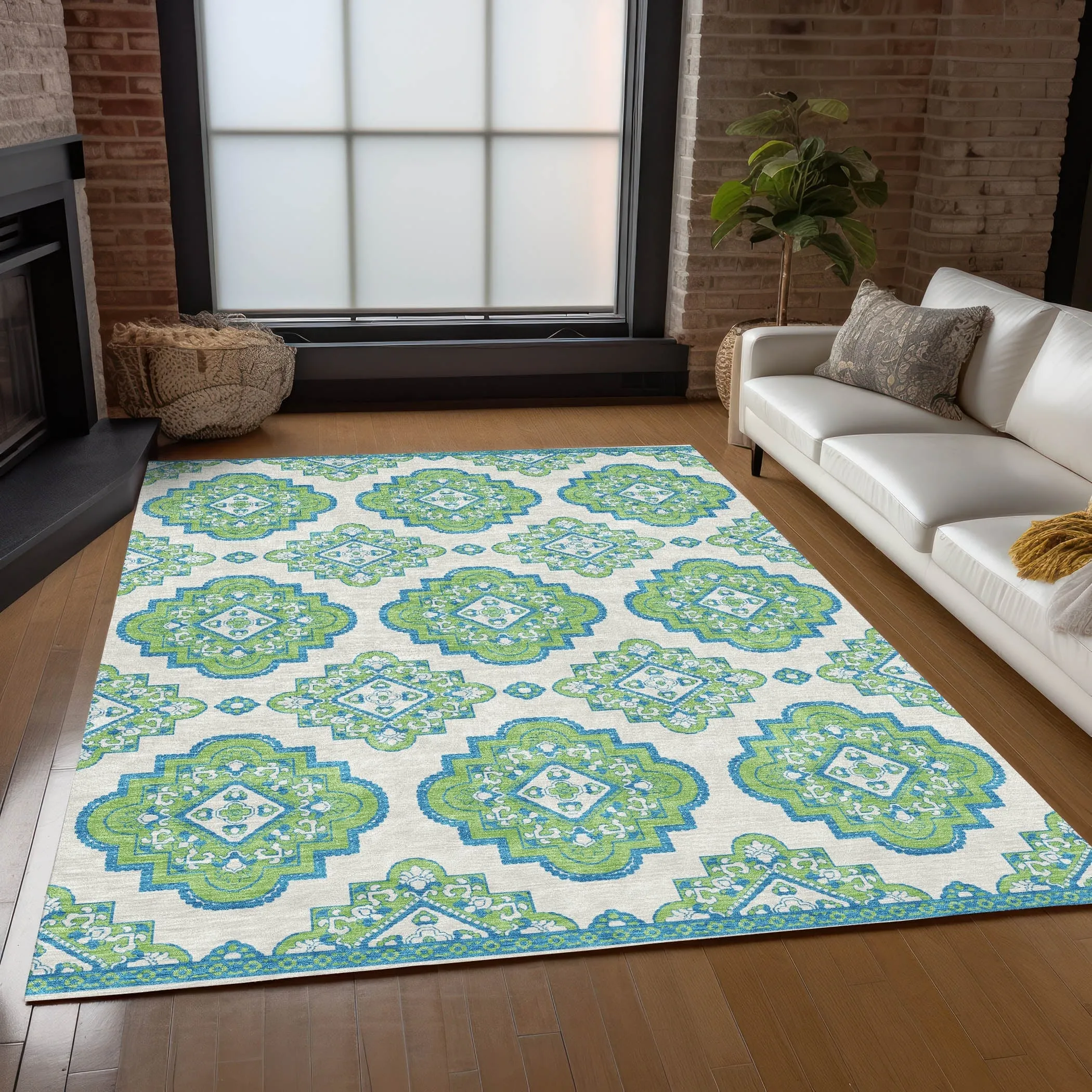 Machine Washable Indoor/ Outdoor Chantille Boho Moroccan Rug