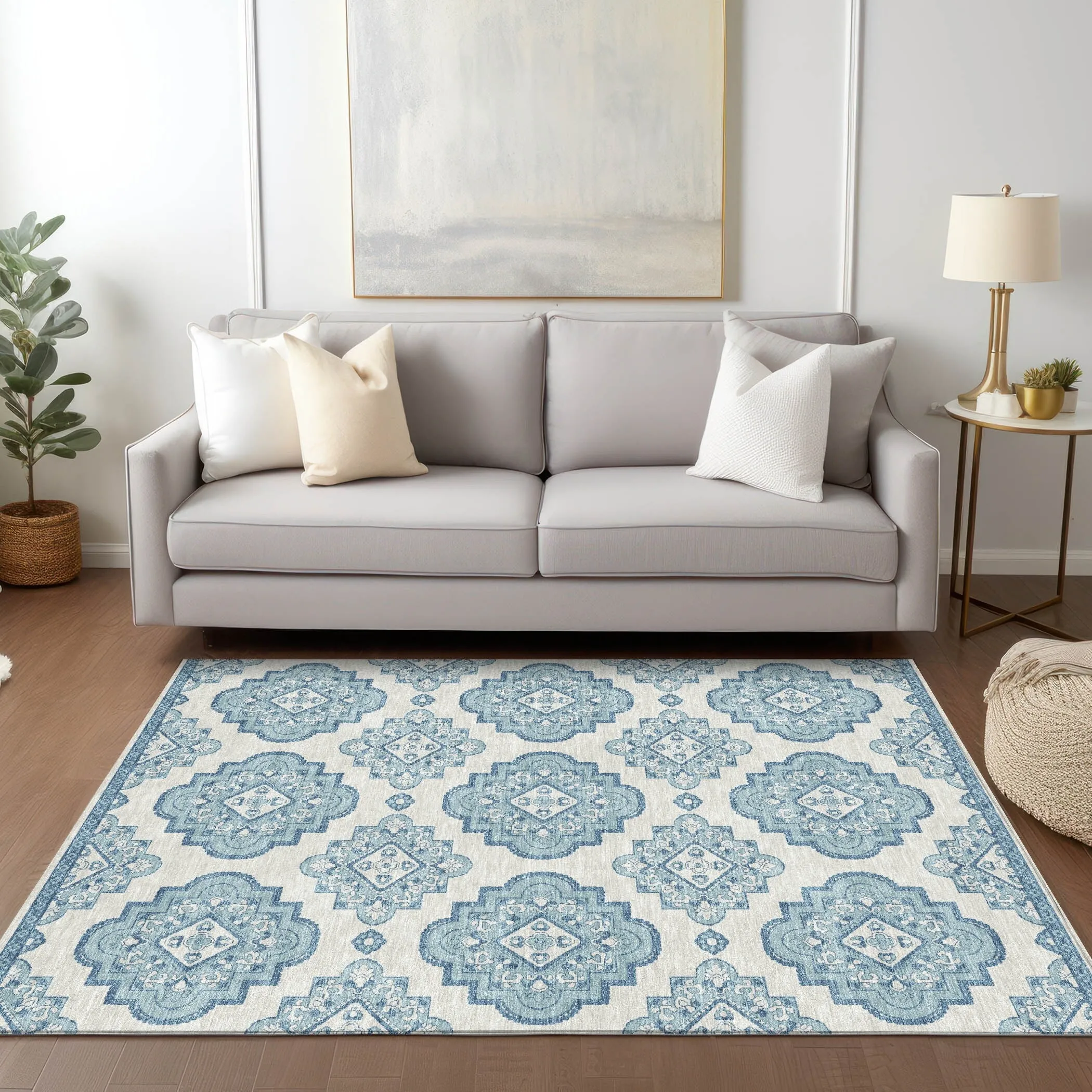 Machine Washable Indoor/ Outdoor Chantille Boho Moroccan Rug