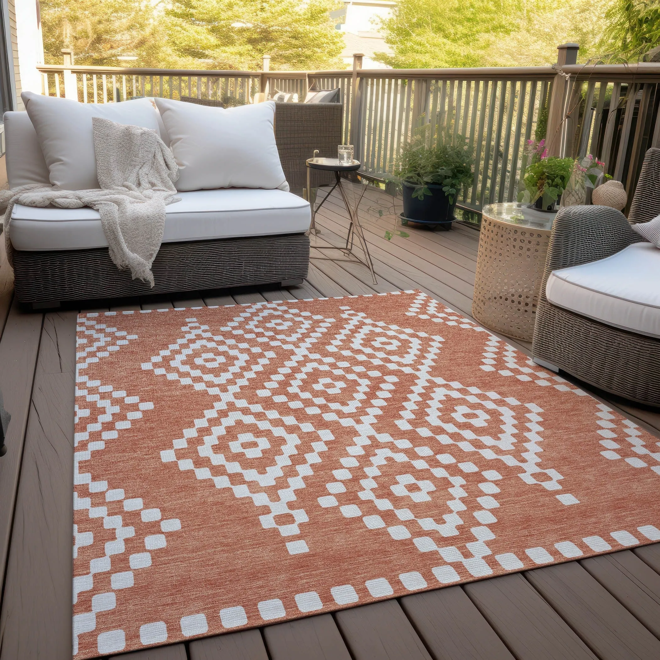 Machine Washable Indoor/ Outdoor Chantille Boho Moroccan Rug