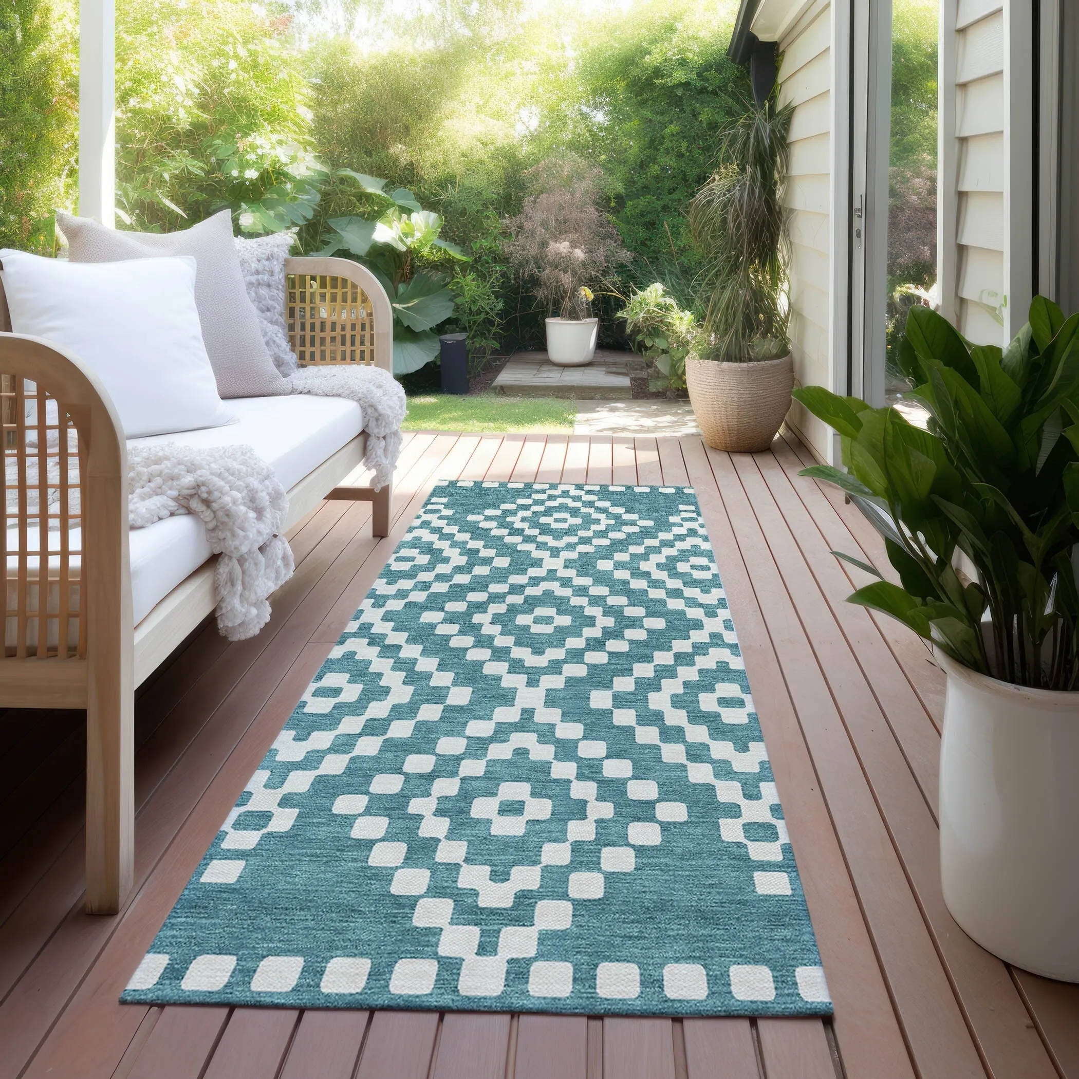 Machine Washable Indoor/ Outdoor Chantille Boho Moroccan Rug