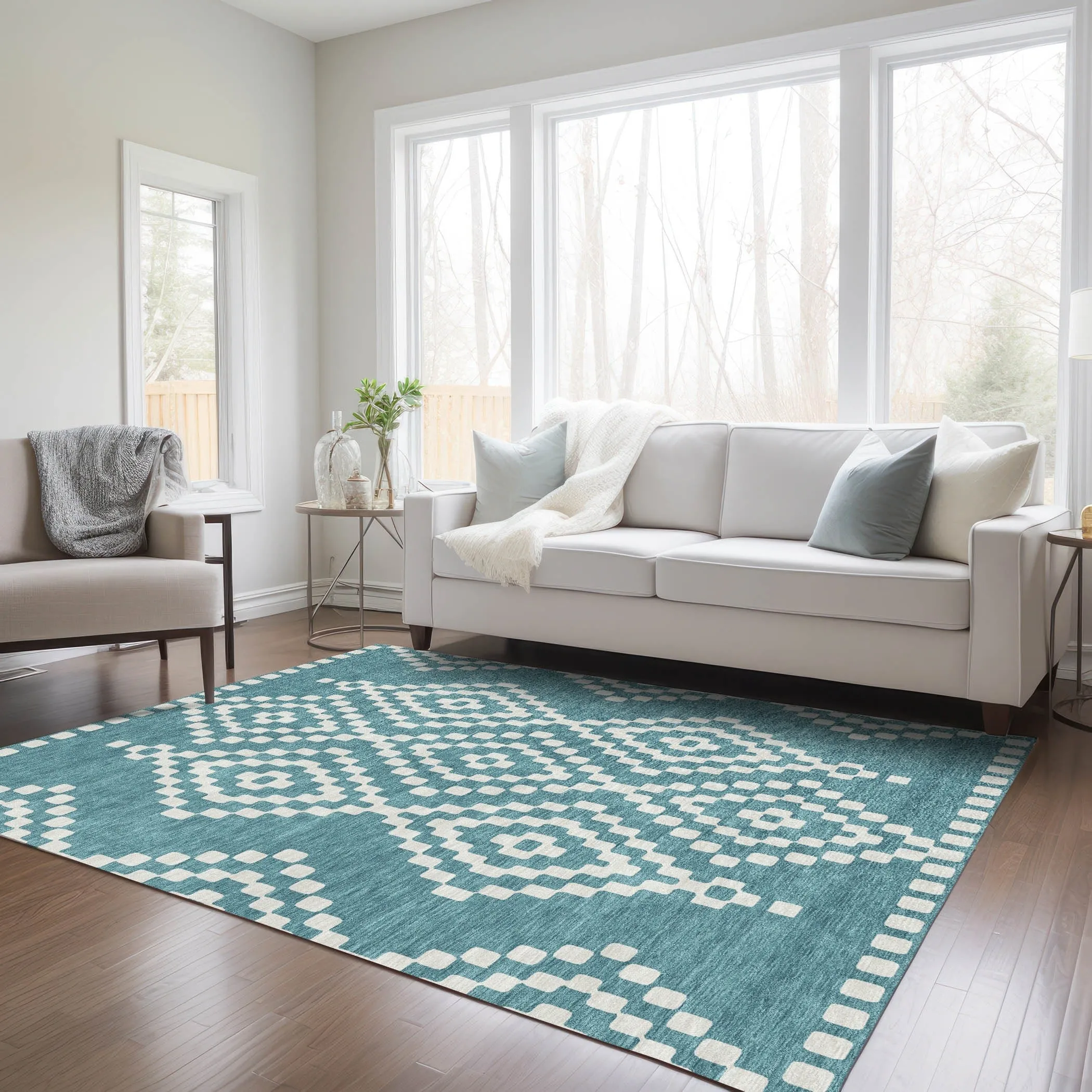 Machine Washable Indoor/ Outdoor Chantille Boho Moroccan Rug