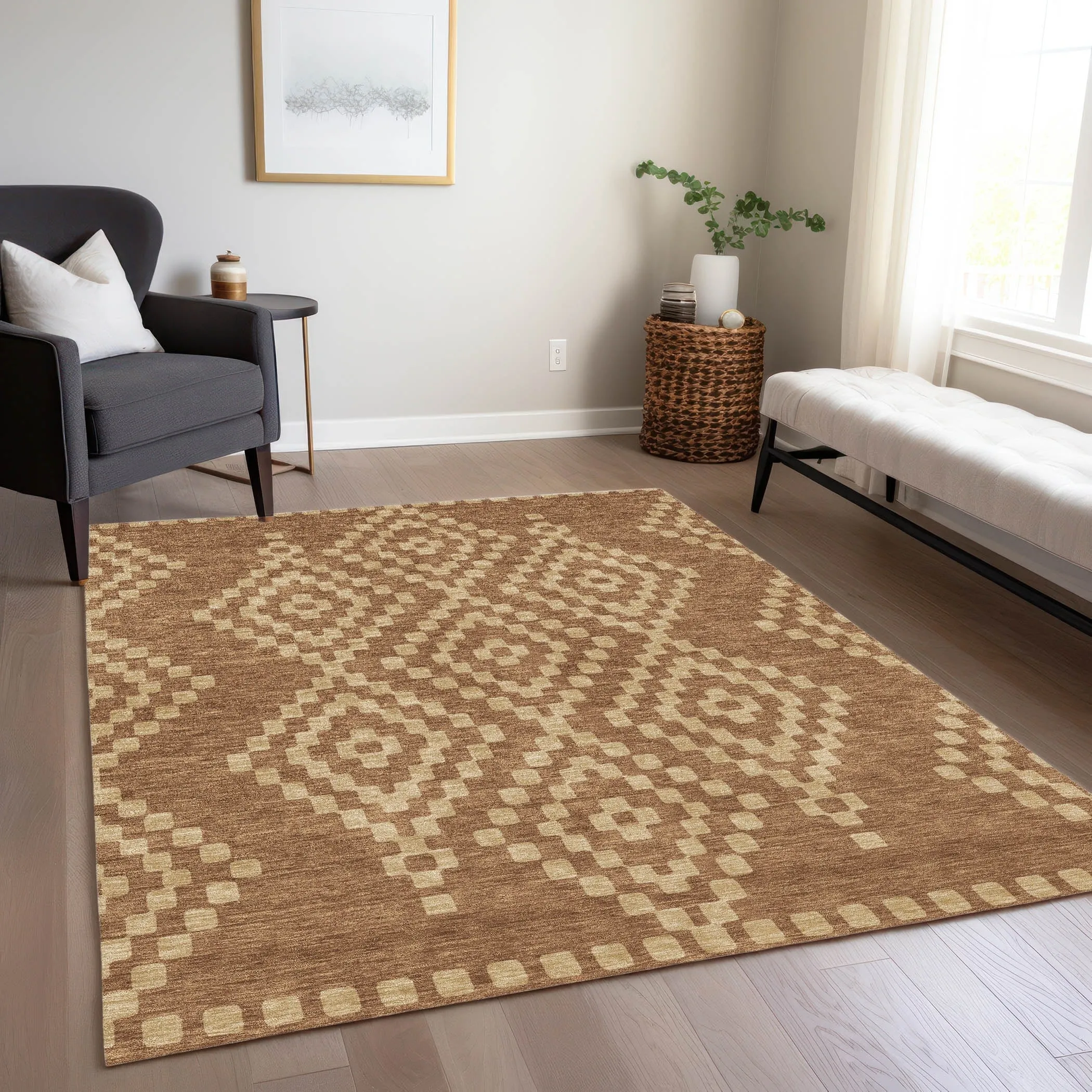 Machine Washable Indoor/ Outdoor Chantille Boho Moroccan Rug