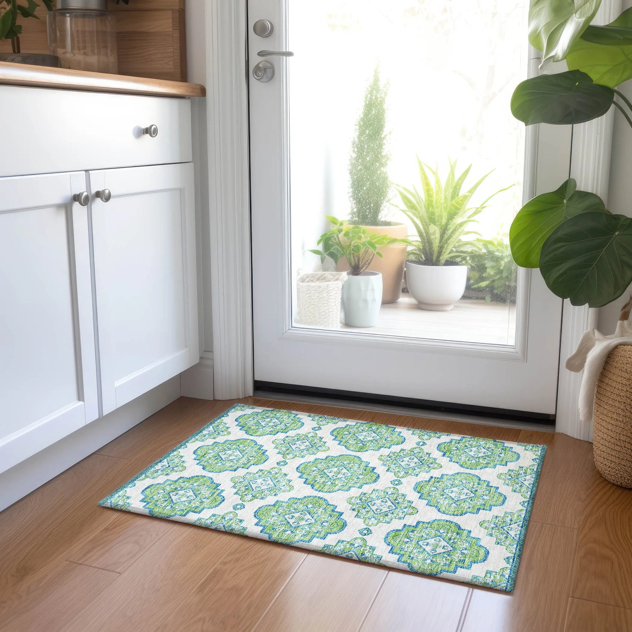 Machine Washable Indoor/ Outdoor Chantille Boho Moroccan Rug