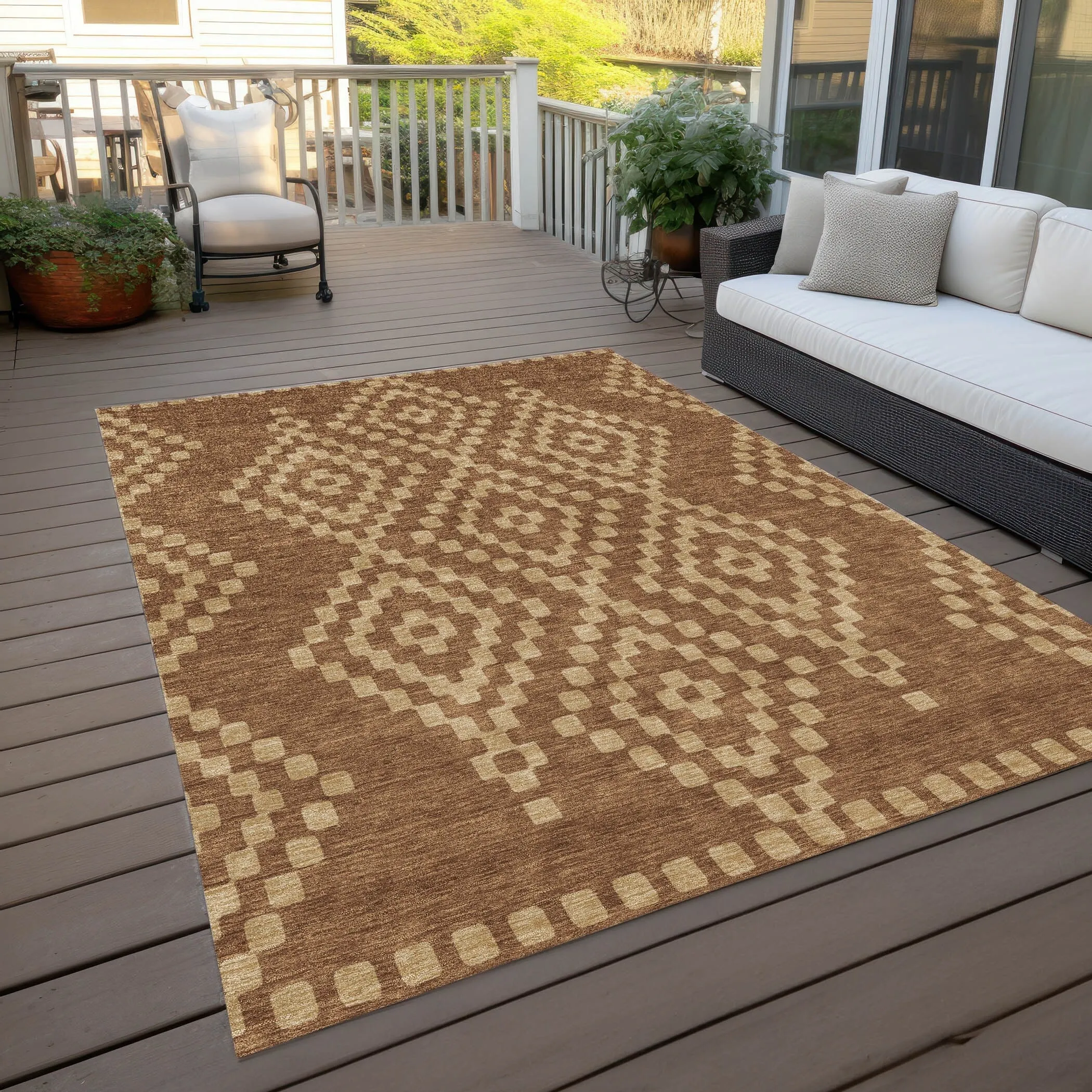 Machine Washable Indoor/ Outdoor Chantille Boho Moroccan Rug