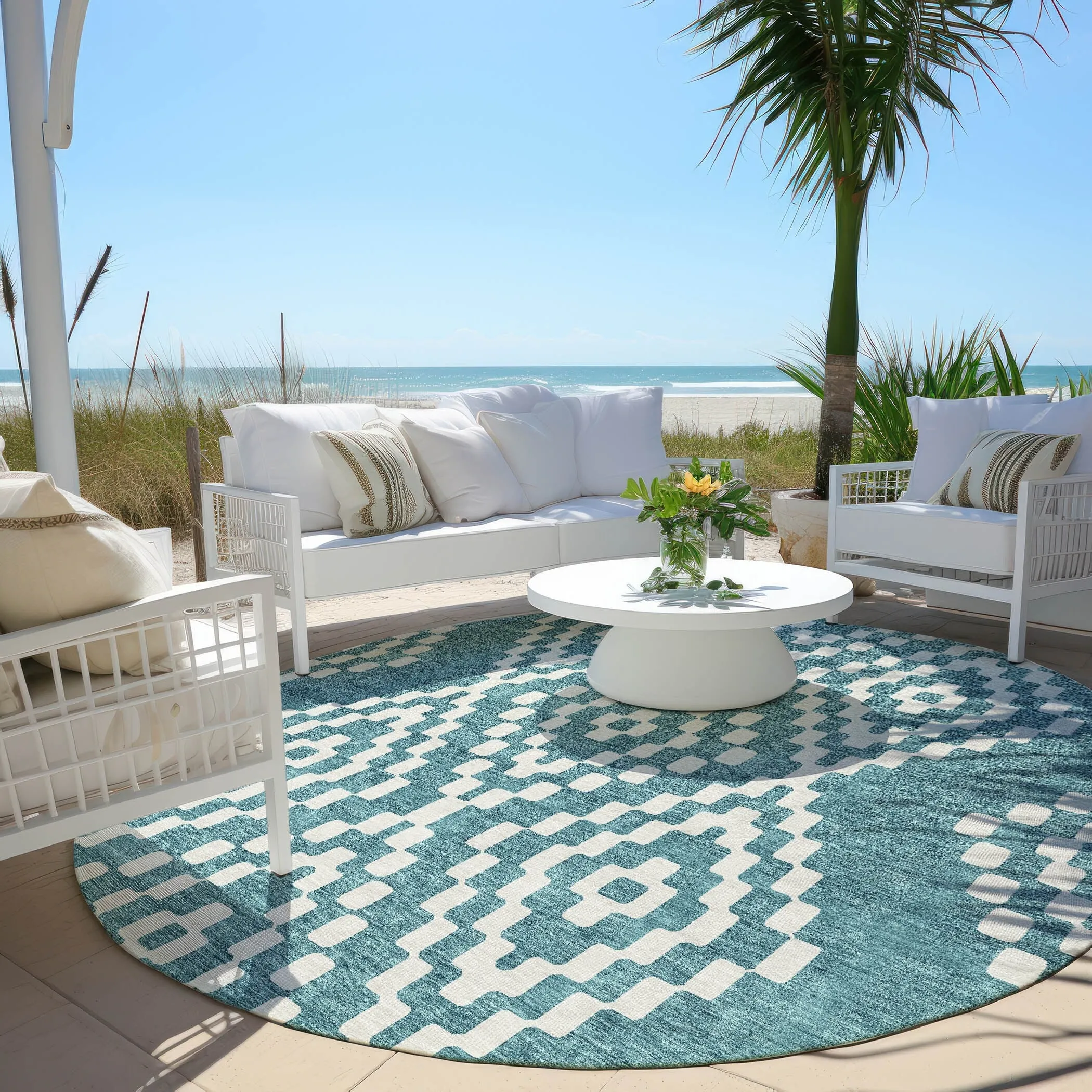 Machine Washable Indoor/ Outdoor Chantille Boho Moroccan Rug
