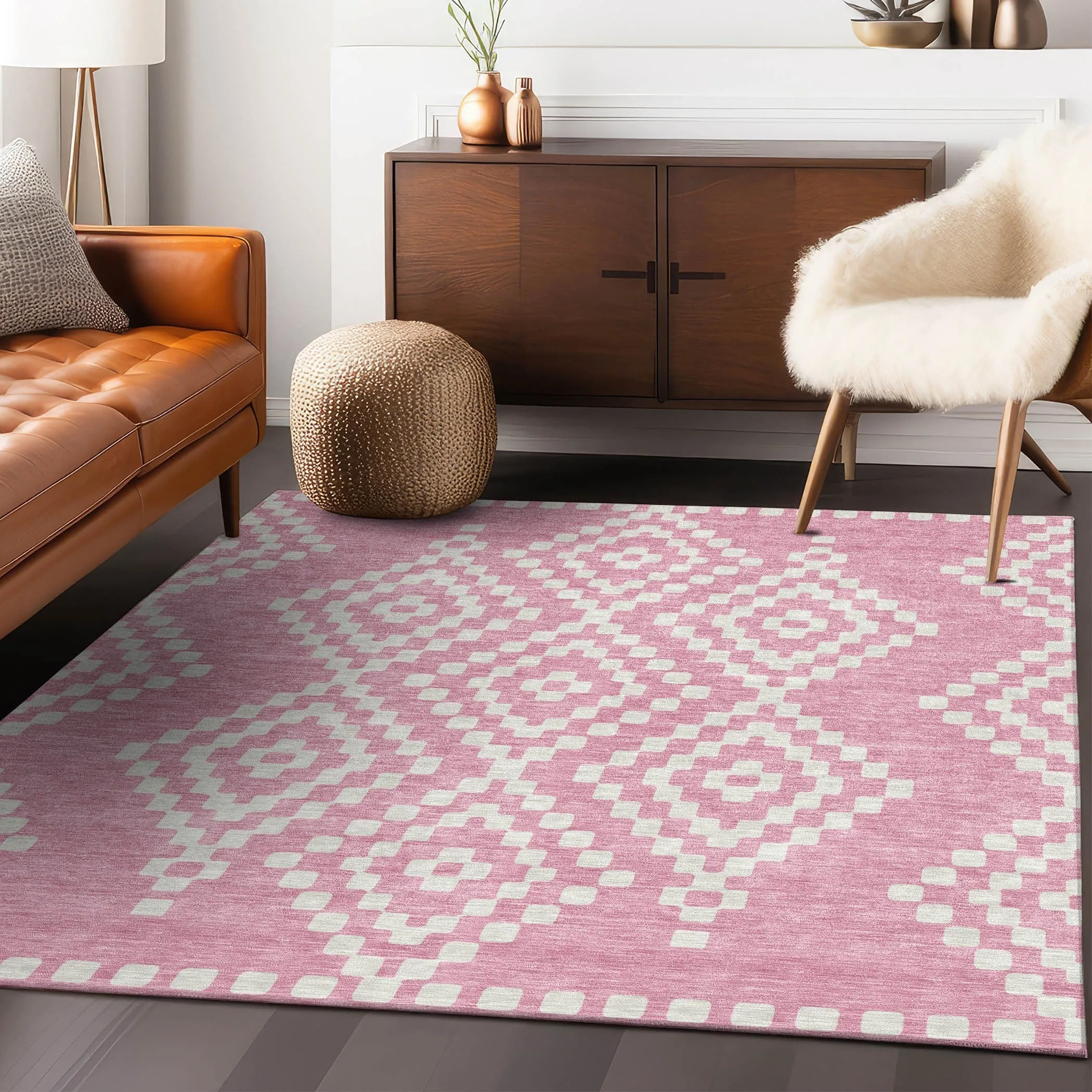 Machine Washable Indoor/ Outdoor Chantille Boho Moroccan Rug