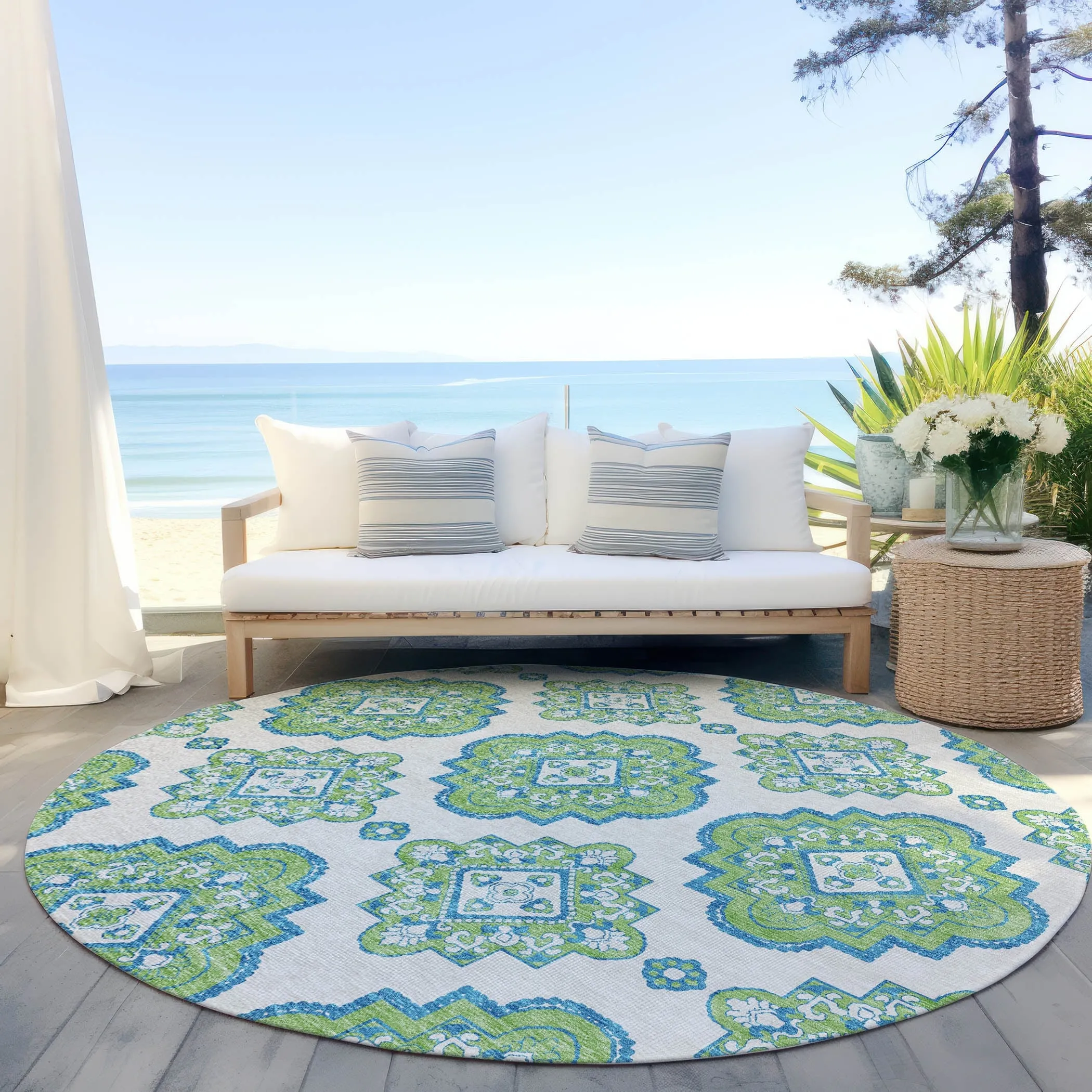 Machine Washable Indoor/ Outdoor Chantille Boho Moroccan Rug