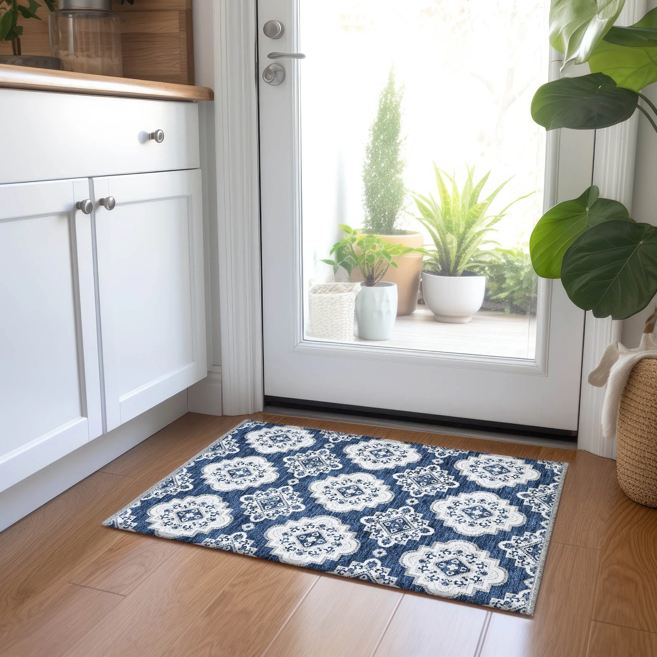 Machine Washable Indoor/ Outdoor Chantille Boho Moroccan Rug