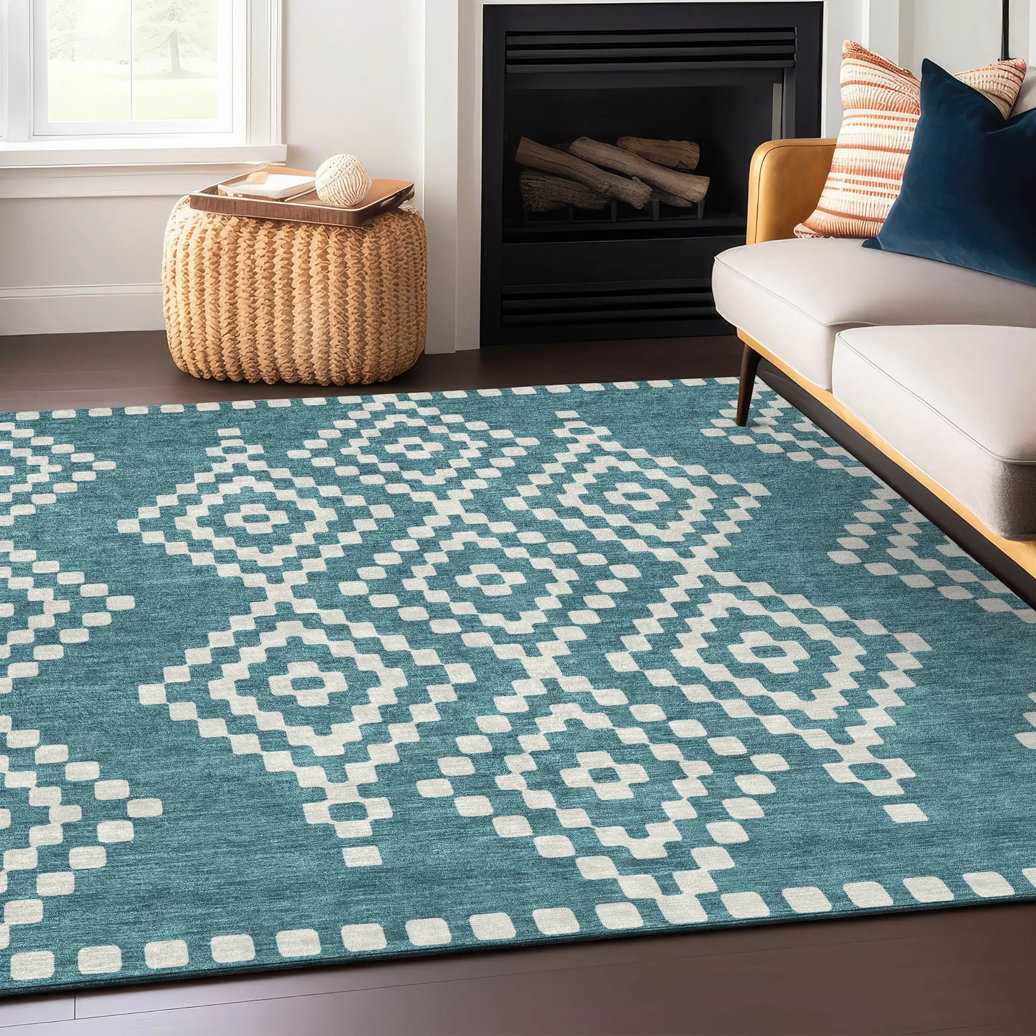 Machine Washable Indoor/ Outdoor Chantille Boho Moroccan Rug