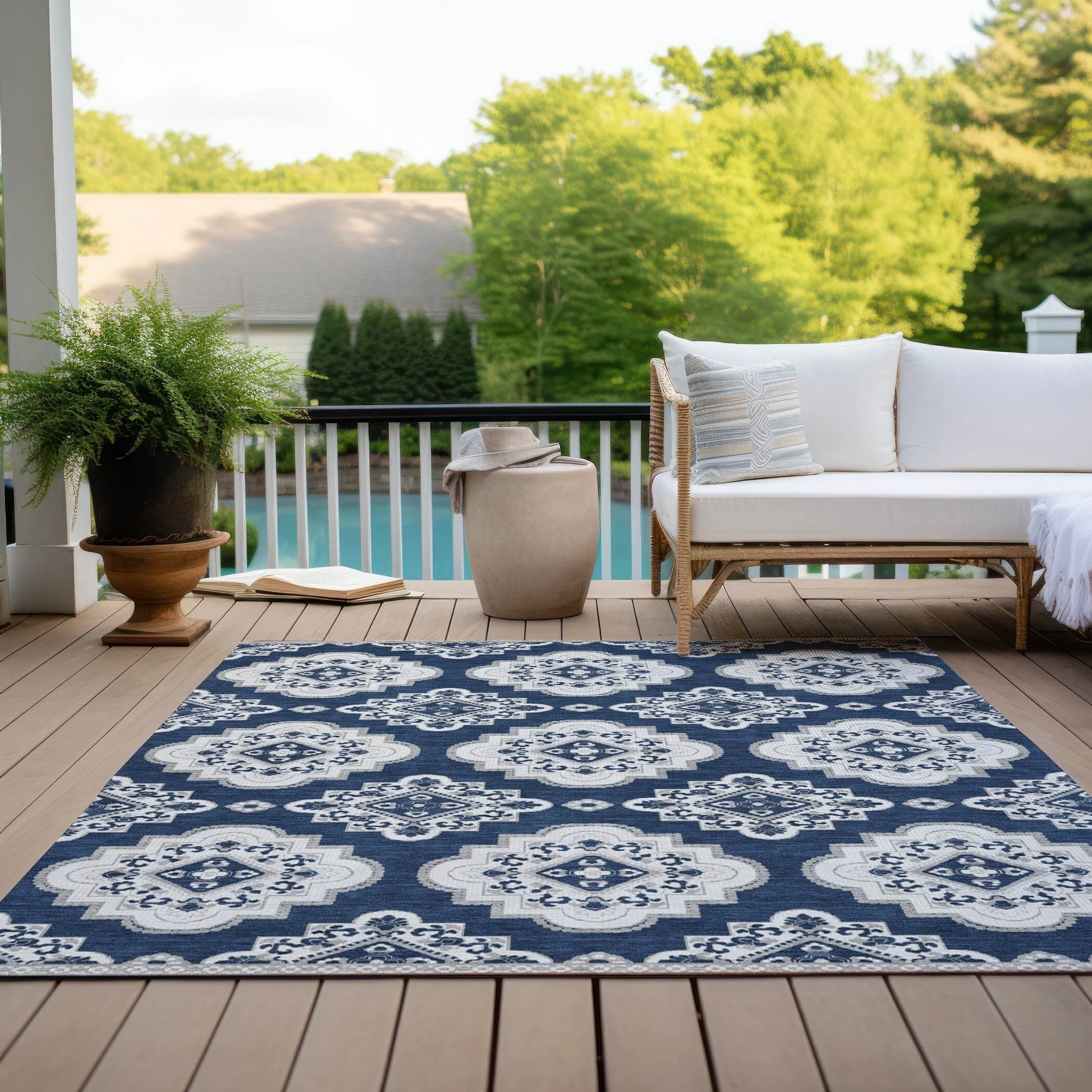 Machine Washable Indoor/ Outdoor Chantille Boho Moroccan Rug