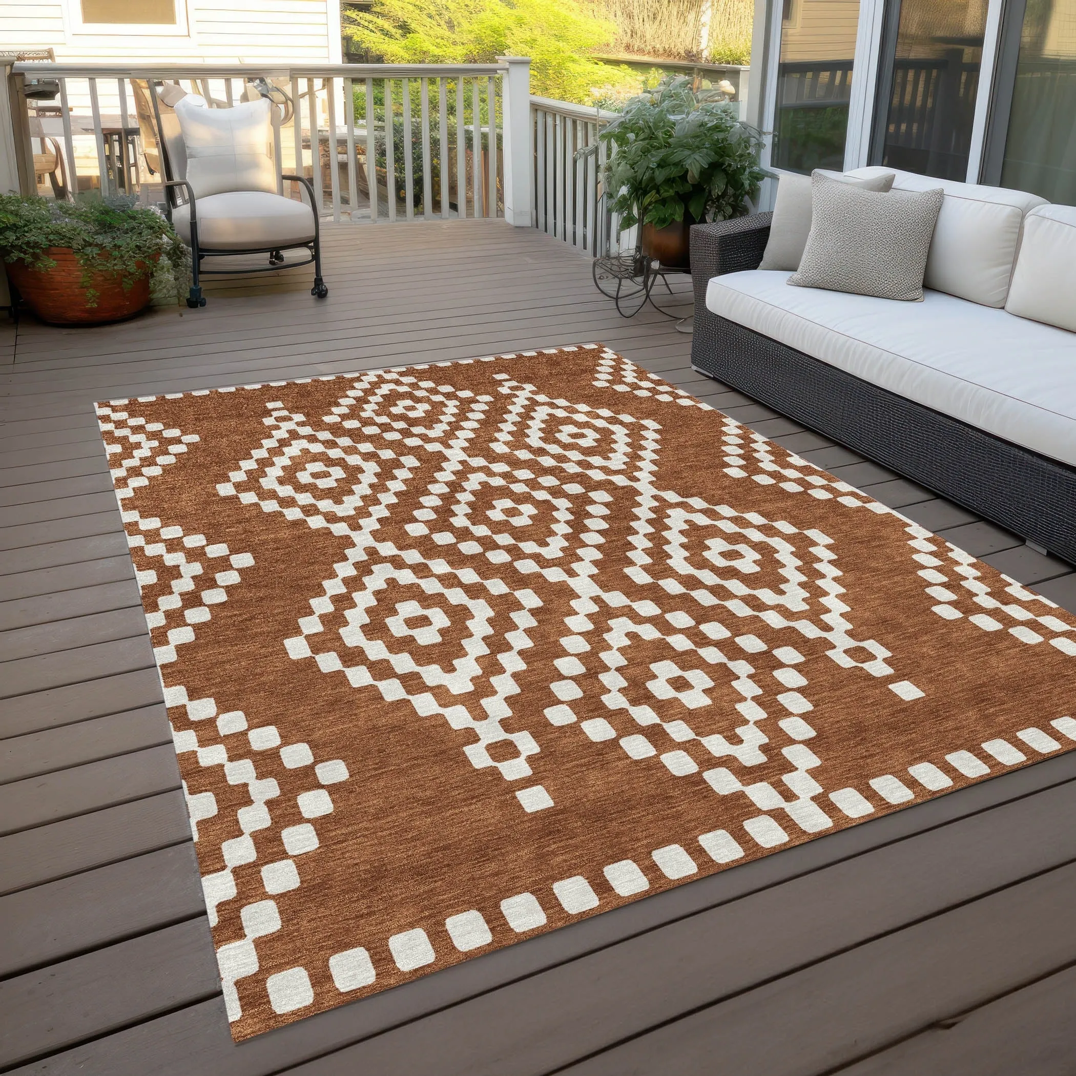 Machine Washable Indoor/ Outdoor Chantille Boho Moroccan Rug