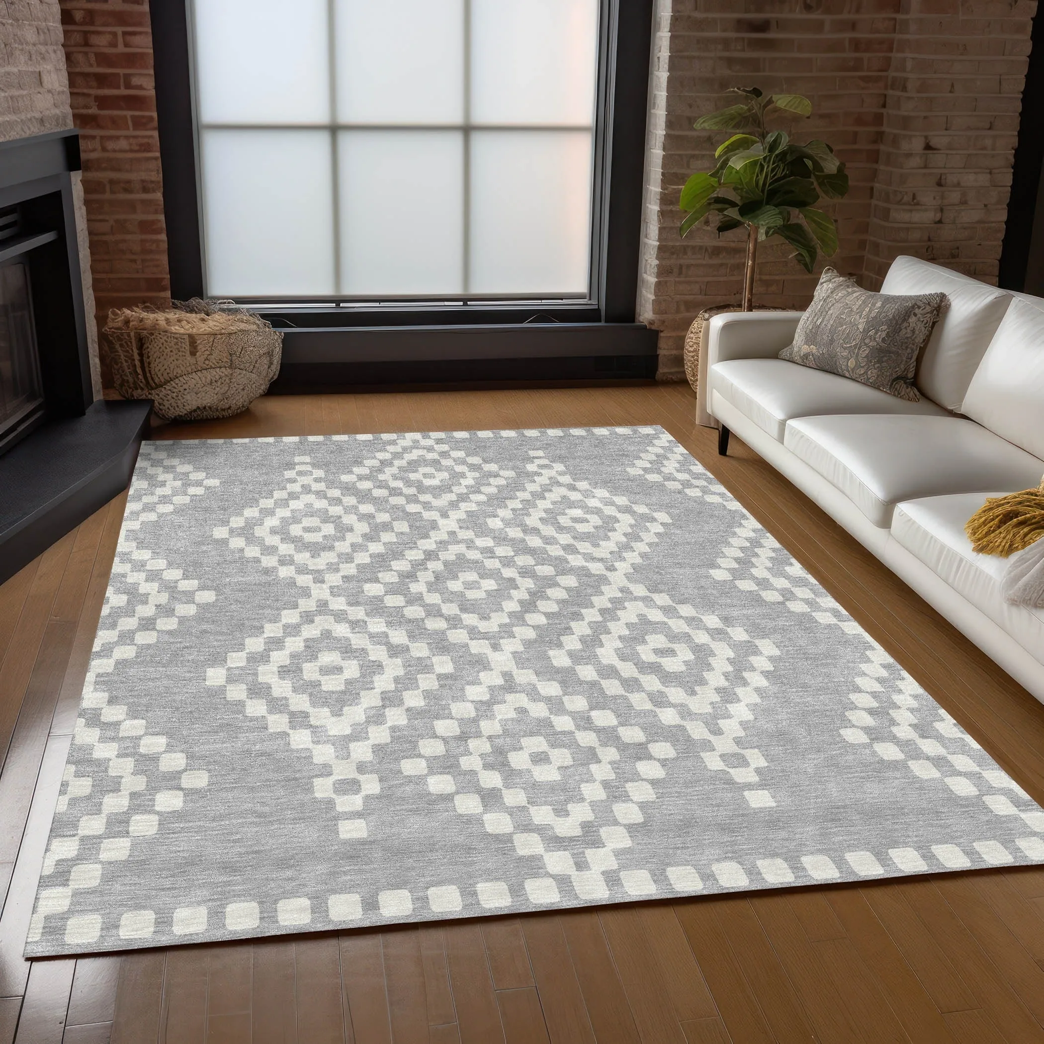 Machine Washable Indoor/ Outdoor Chantille Boho Moroccan Rug