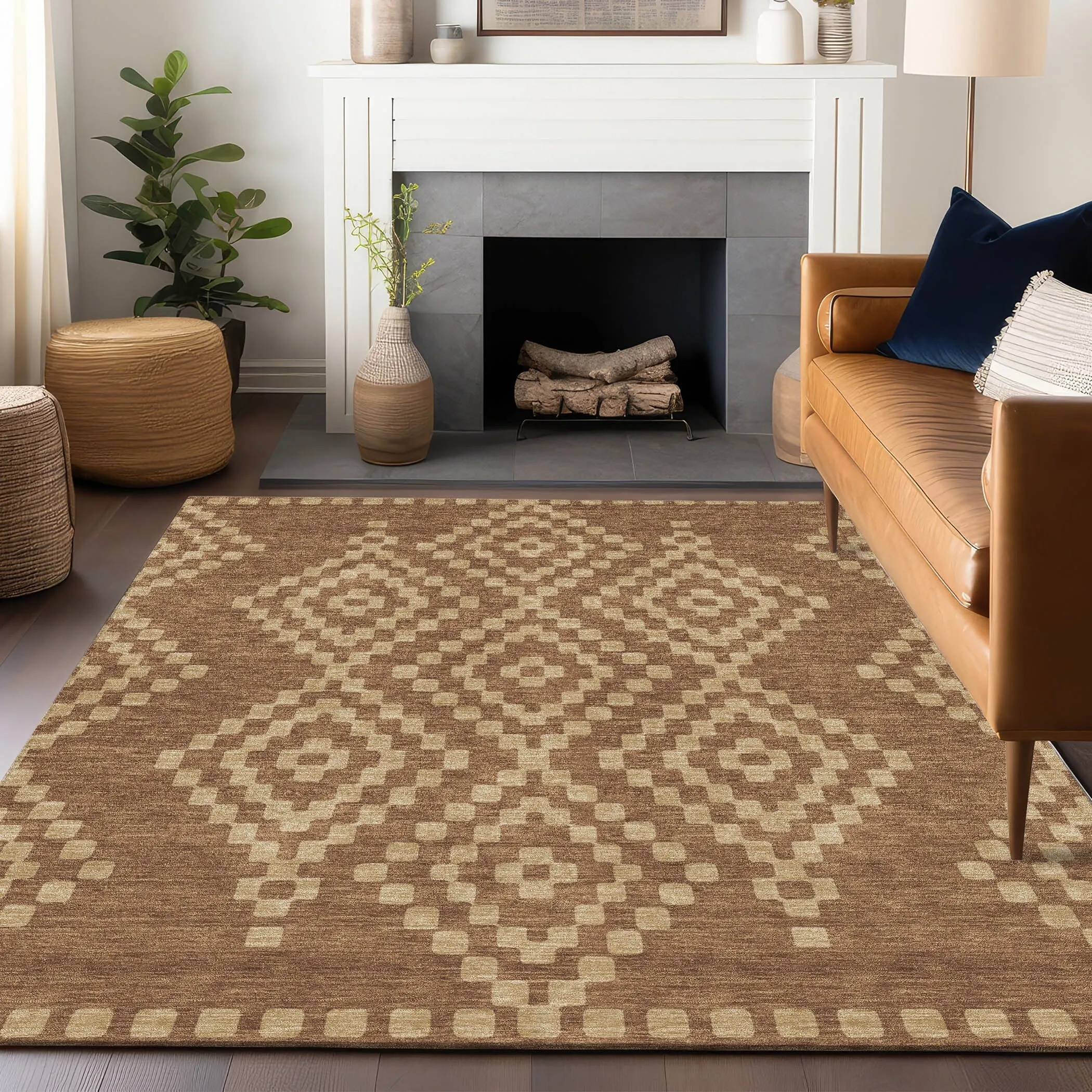 Machine Washable Indoor/ Outdoor Chantille Boho Moroccan Rug