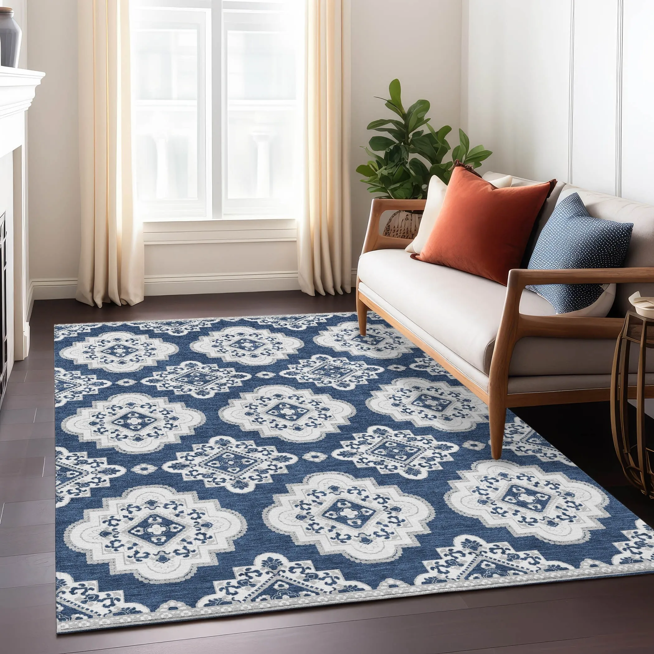 Machine Washable Indoor/ Outdoor Chantille Boho Moroccan Rug
