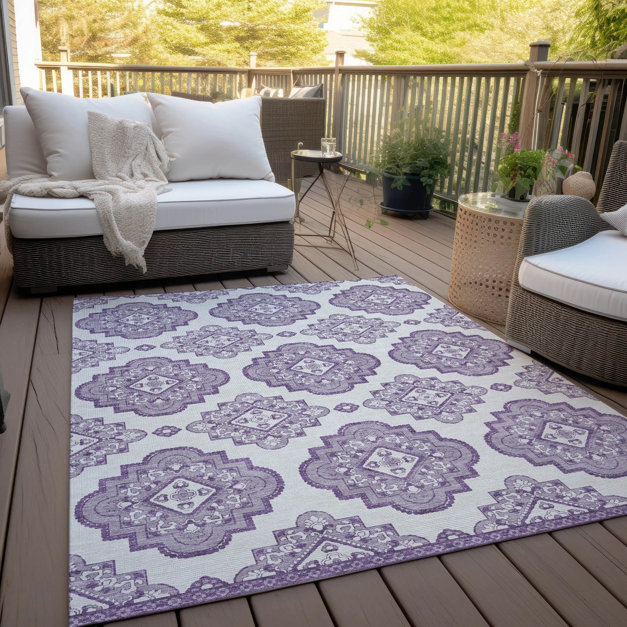Machine Washable Indoor/ Outdoor Chantille Boho Moroccan Rug