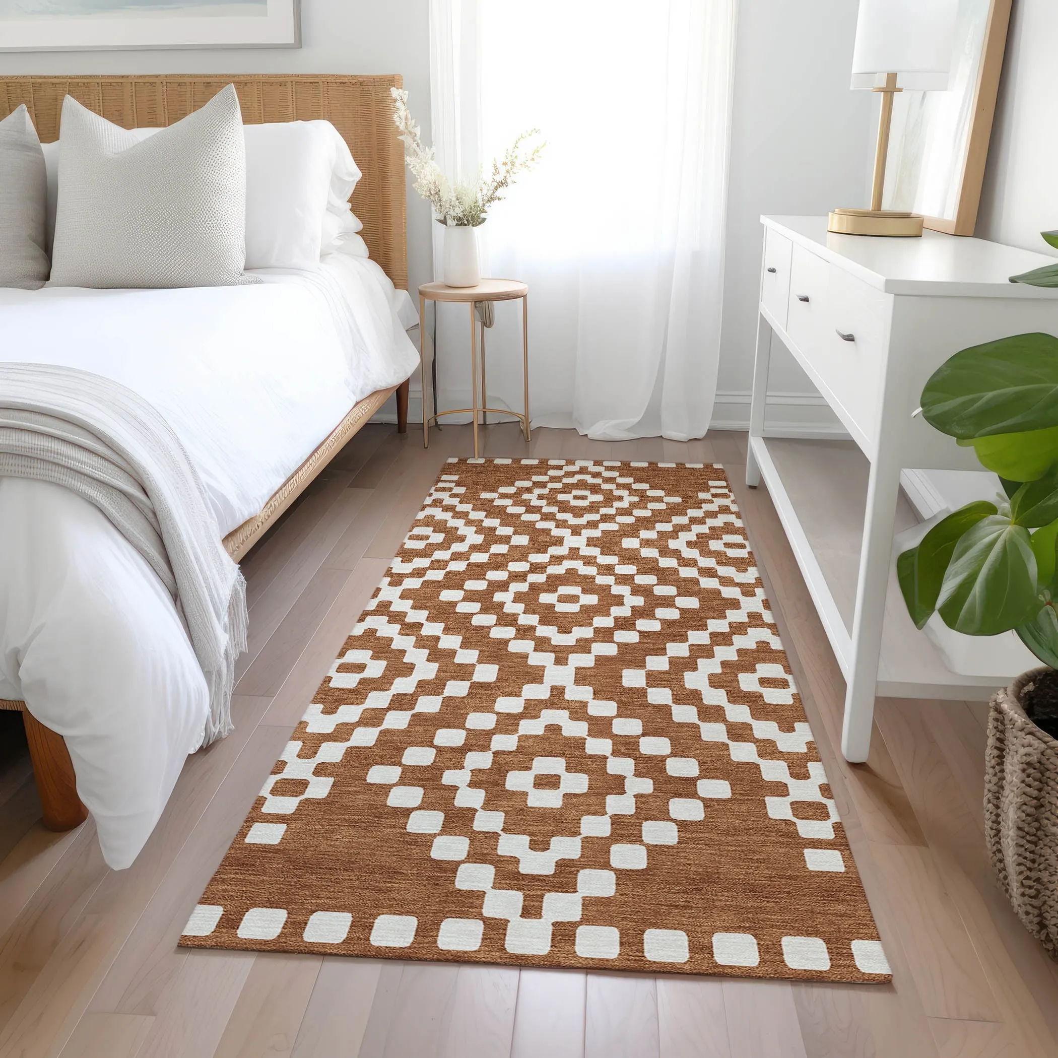 Machine Washable Indoor/ Outdoor Chantille Boho Moroccan Rug