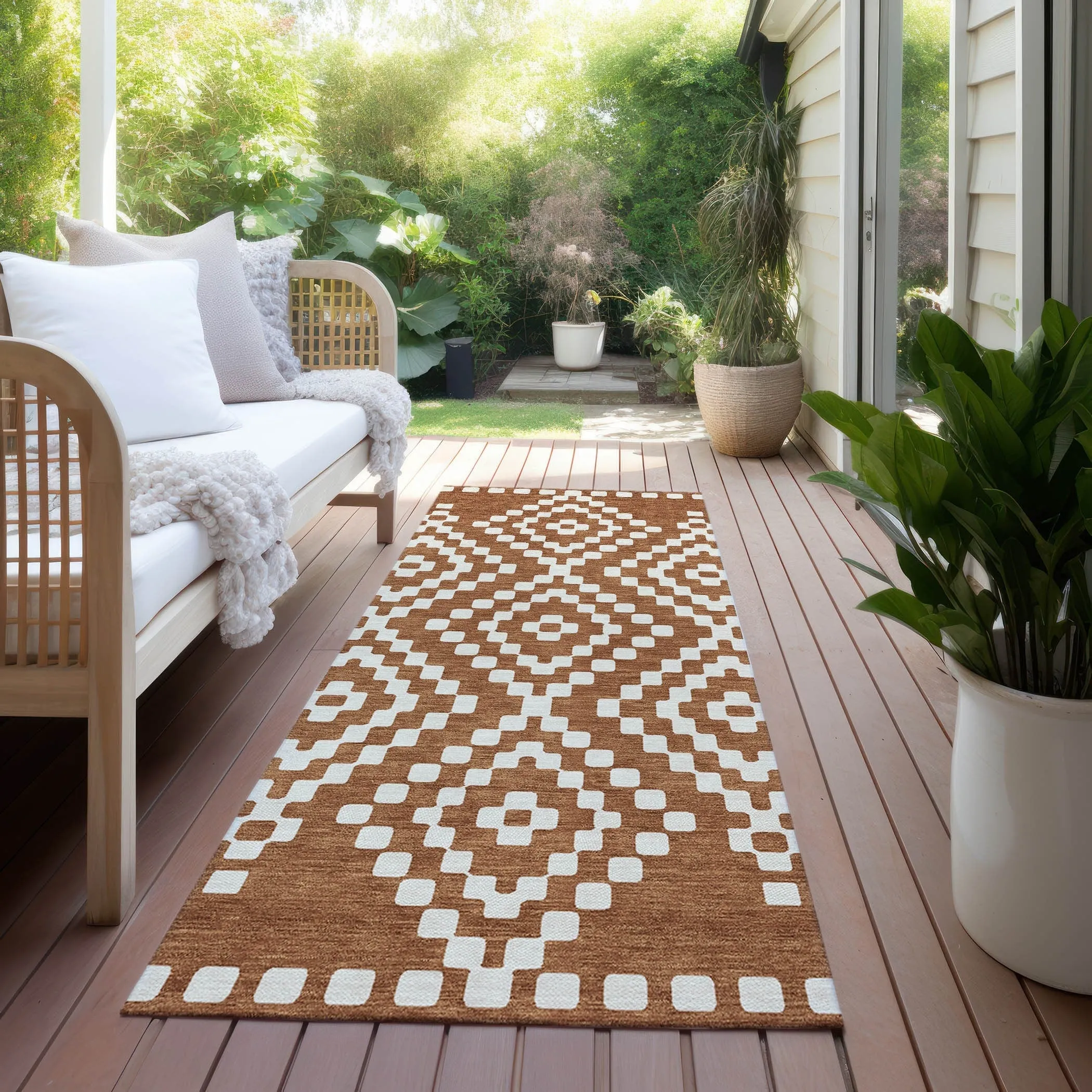Machine Washable Indoor/ Outdoor Chantille Boho Moroccan Rug