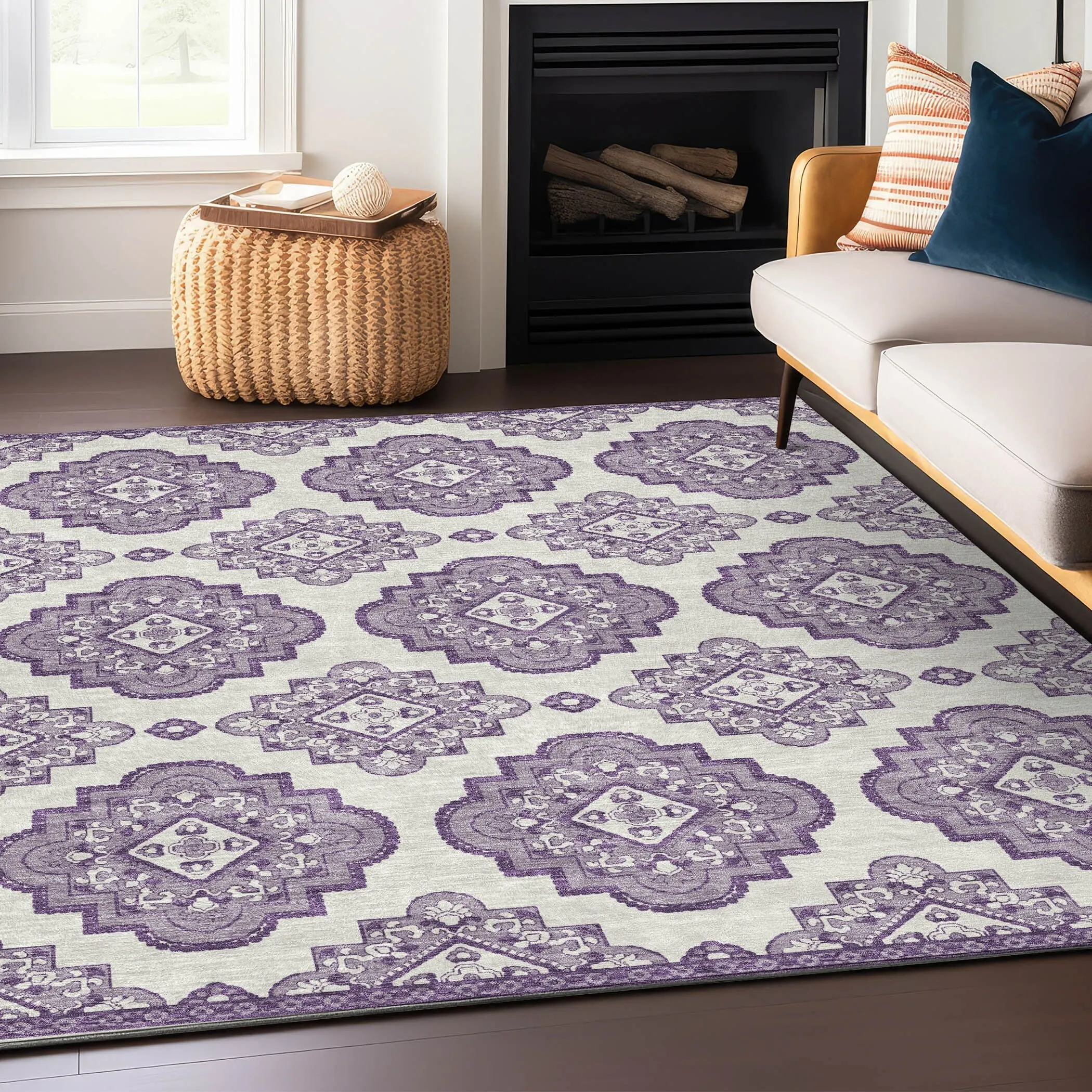 Machine Washable Indoor/ Outdoor Chantille Boho Moroccan Rug