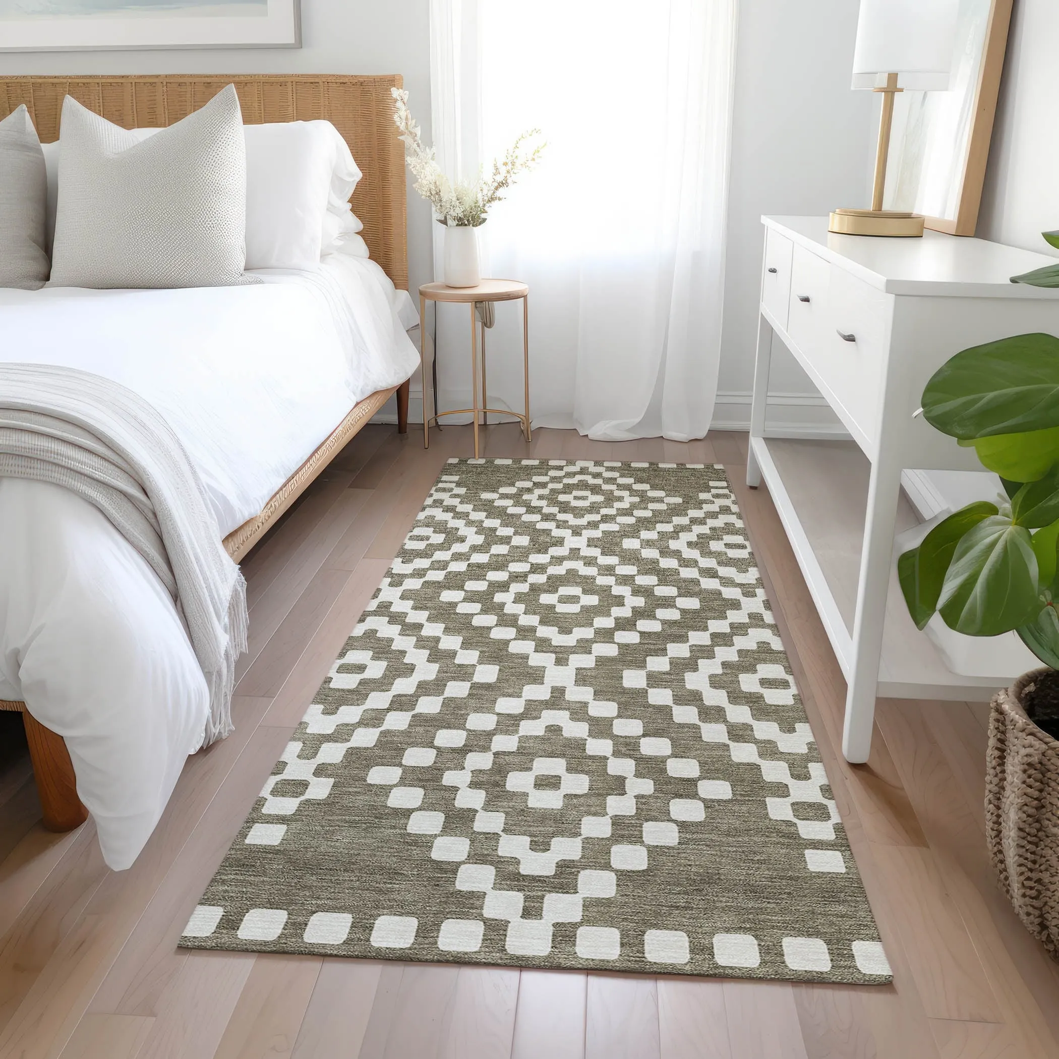 Machine Washable Indoor/ Outdoor Chantille Boho Moroccan Rug