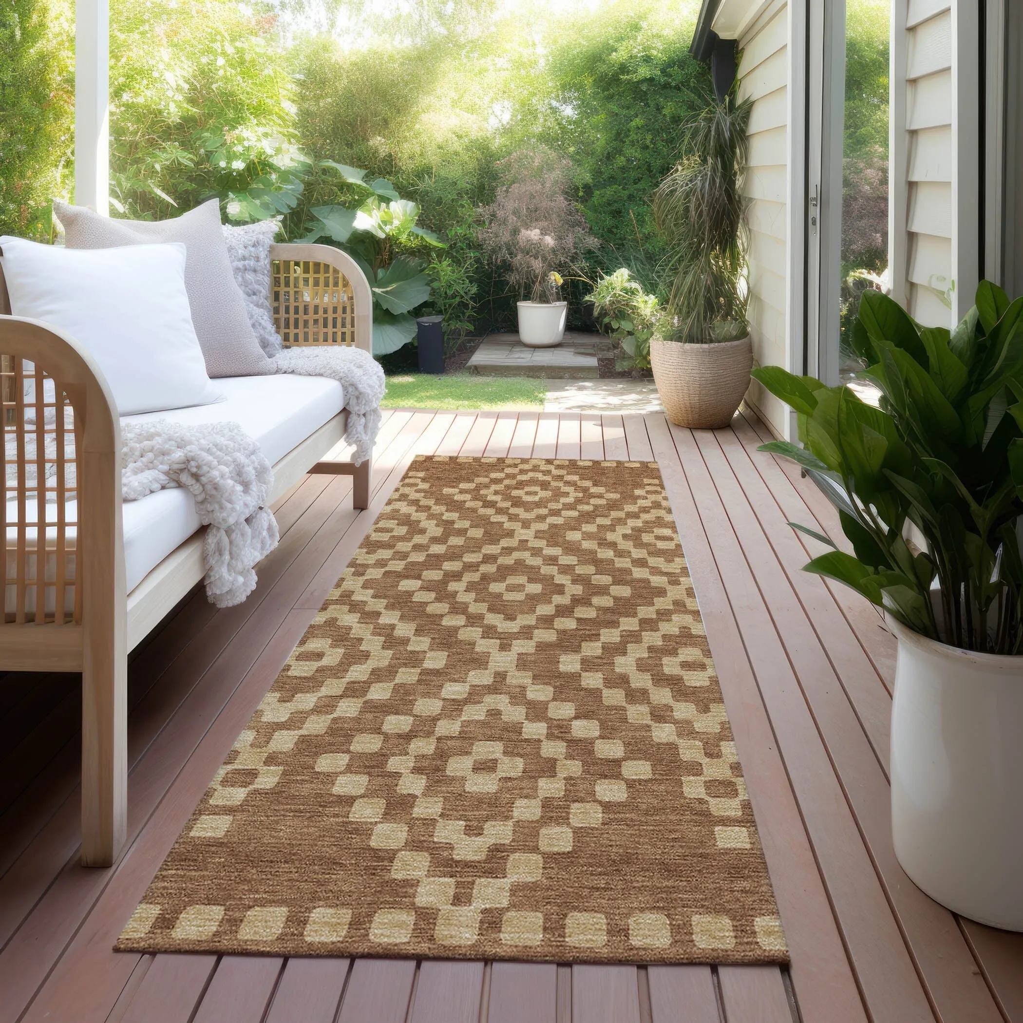Machine Washable Indoor/ Outdoor Chantille Boho Moroccan Rug