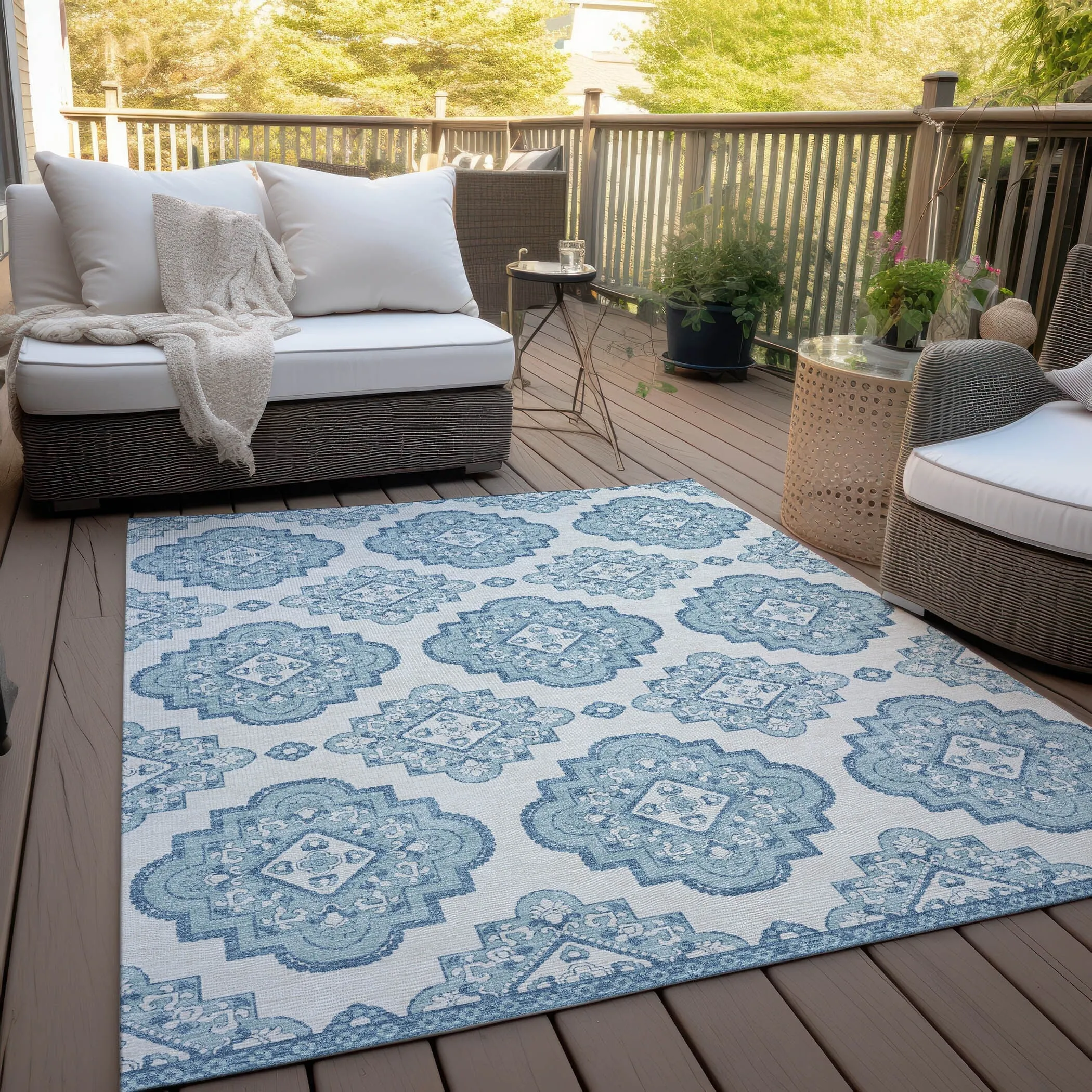 Machine Washable Indoor/ Outdoor Chantille Boho Moroccan Rug