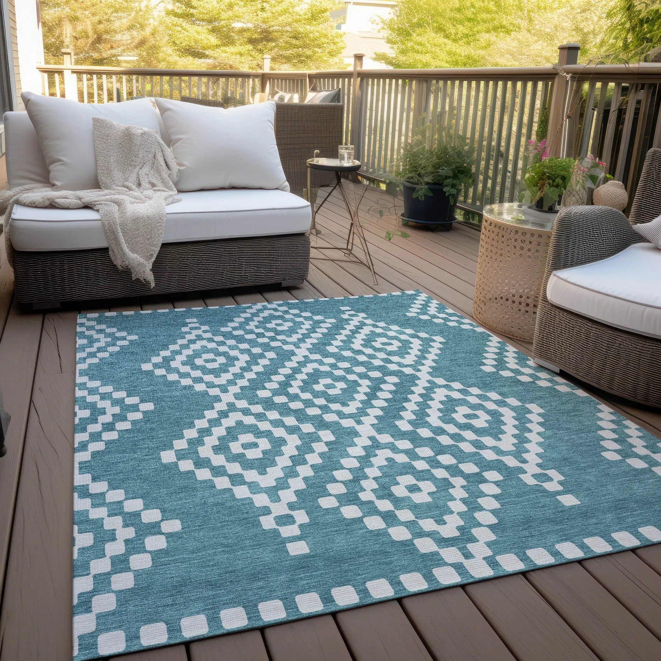 Machine Washable Indoor/ Outdoor Chantille Boho Moroccan Rug