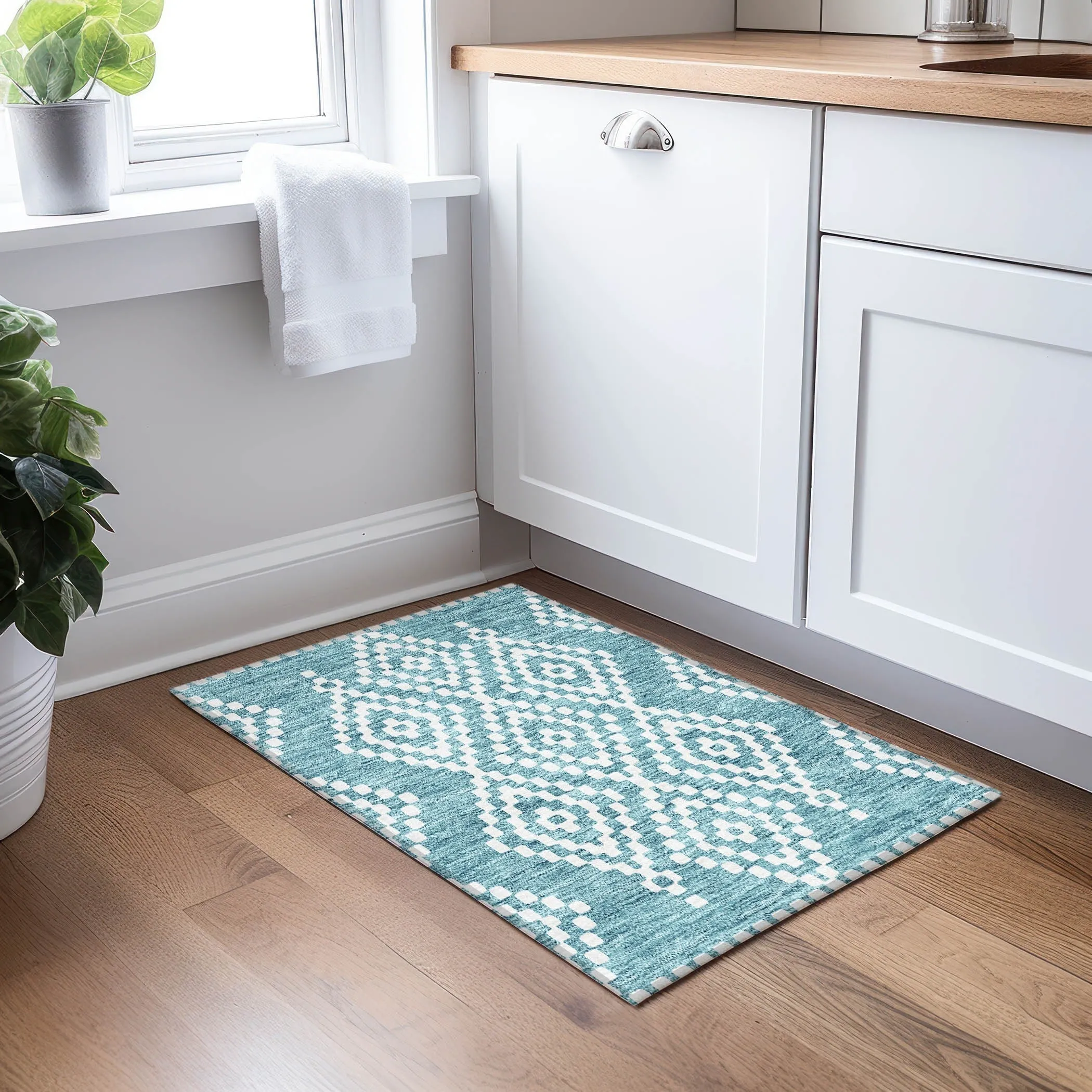 Machine Washable Indoor/ Outdoor Chantille Boho Moroccan Rug