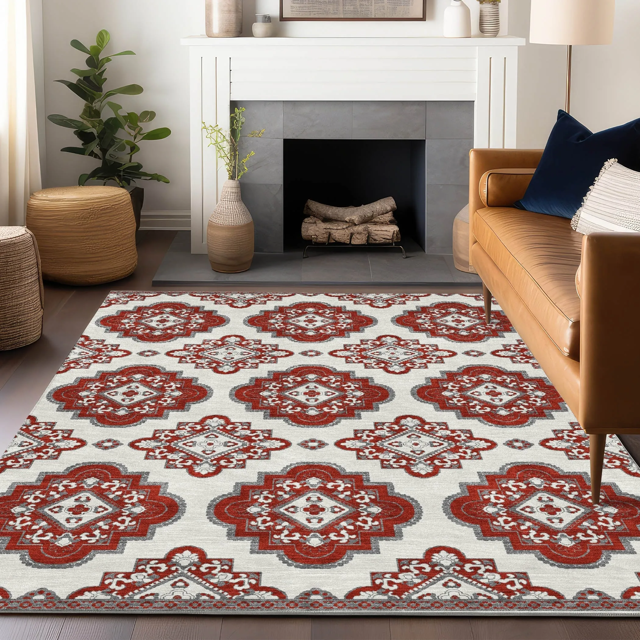 Machine Washable Indoor/ Outdoor Chantille Boho Moroccan Rug