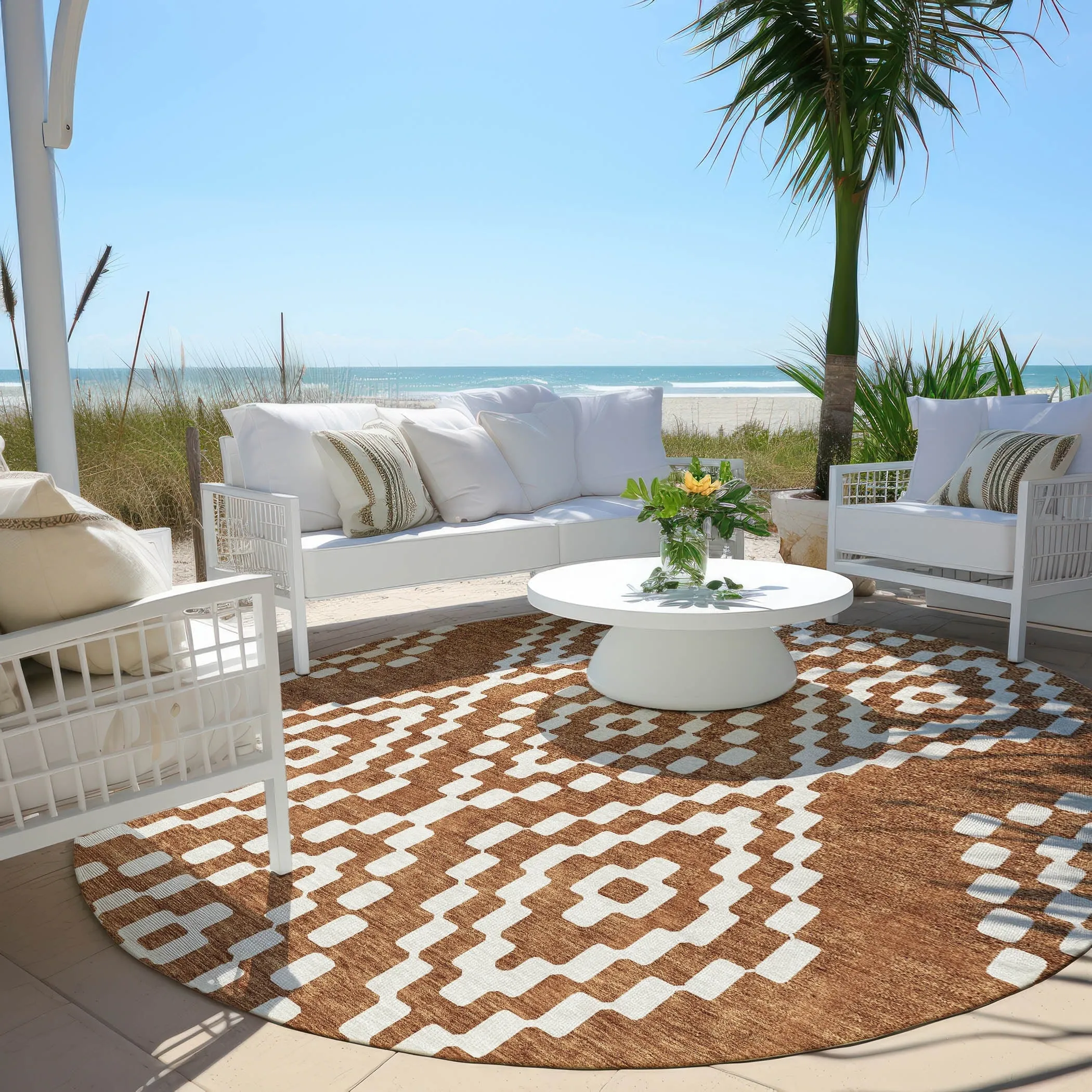 Machine Washable Indoor/ Outdoor Chantille Boho Moroccan Rug