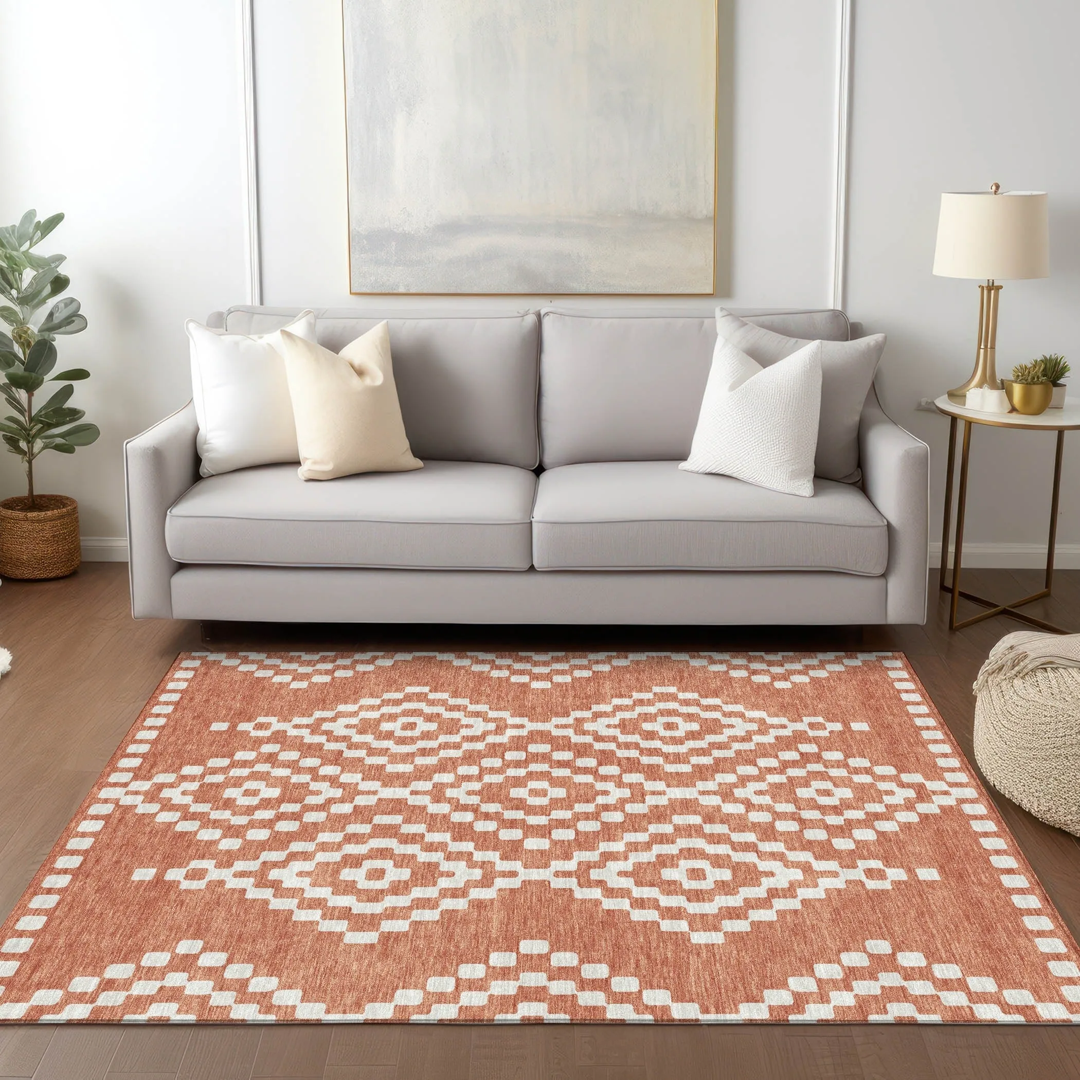 Machine Washable Indoor/ Outdoor Chantille Boho Moroccan Rug