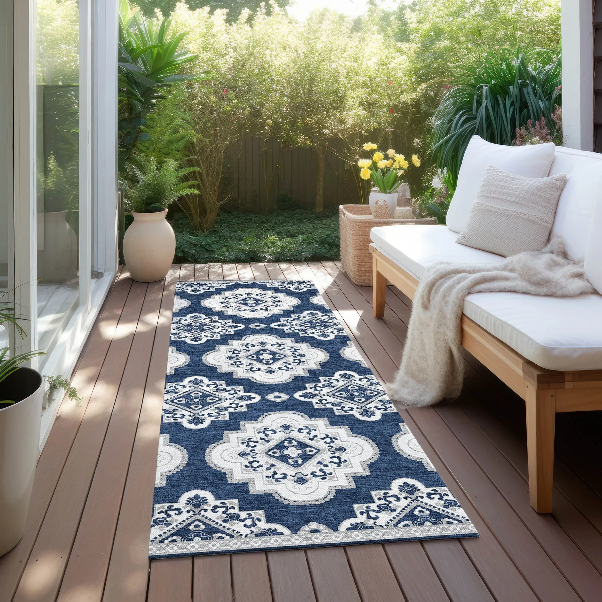 Machine Washable Indoor/ Outdoor Chantille Boho Moroccan Rug