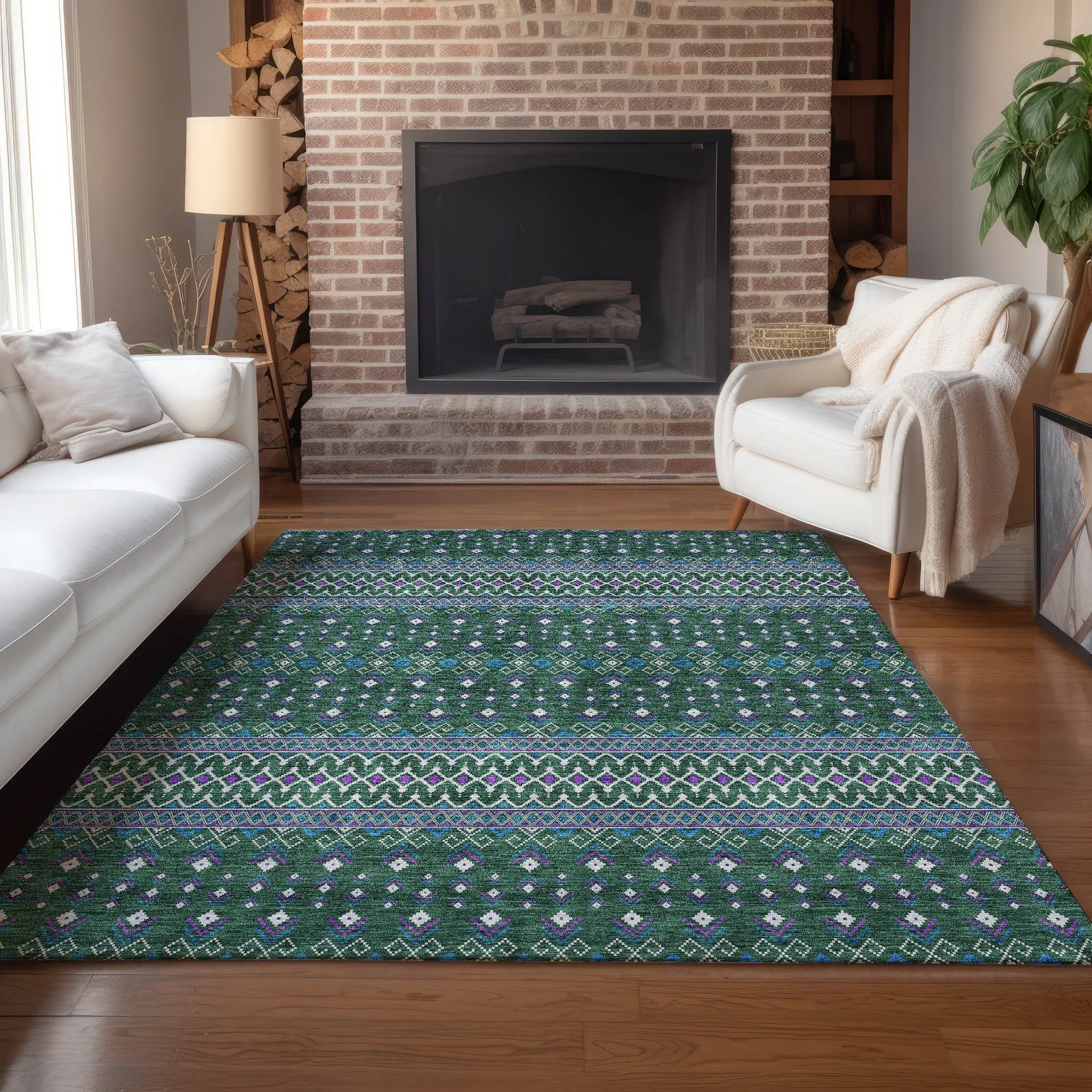 Machine Washable Indoor/ Outdoor Chantille Boho Morrocan Rug