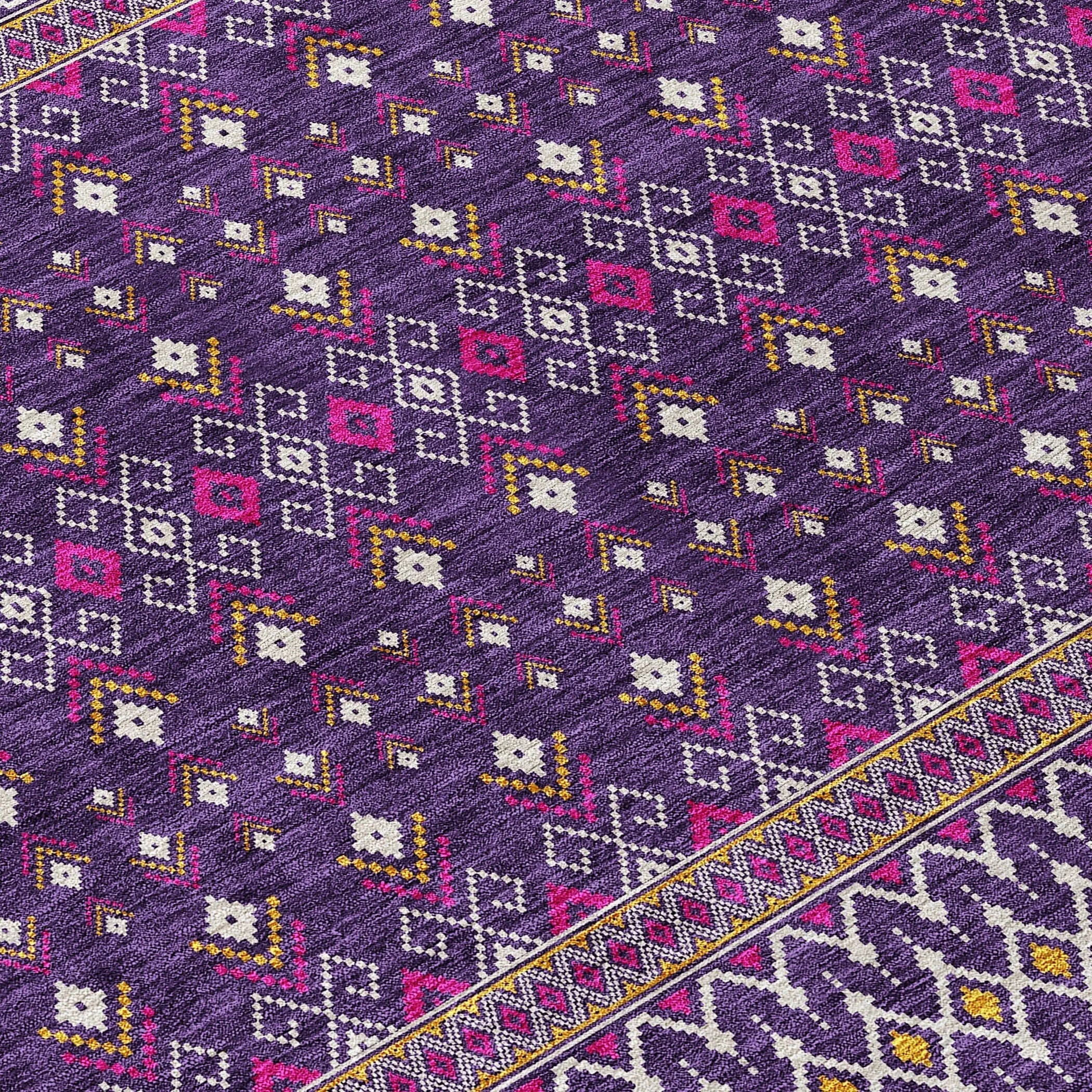 Machine Washable Indoor/ Outdoor Chantille Boho Morrocan Rug