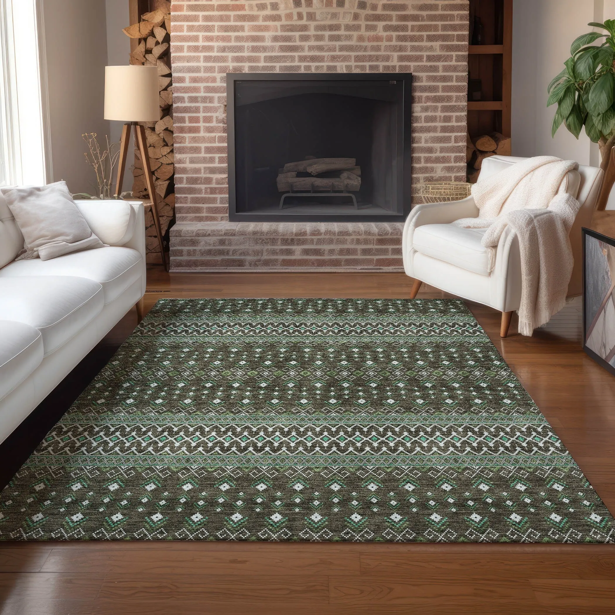 Machine Washable Indoor/ Outdoor Chantille Boho Morrocan Rug