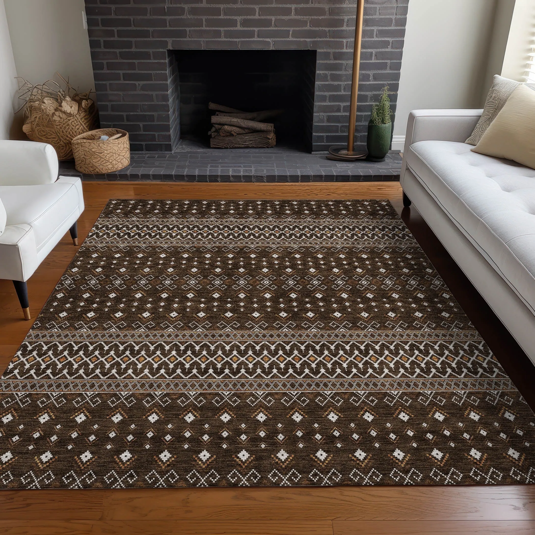 Machine Washable Indoor/ Outdoor Chantille Boho Morrocan Rug
