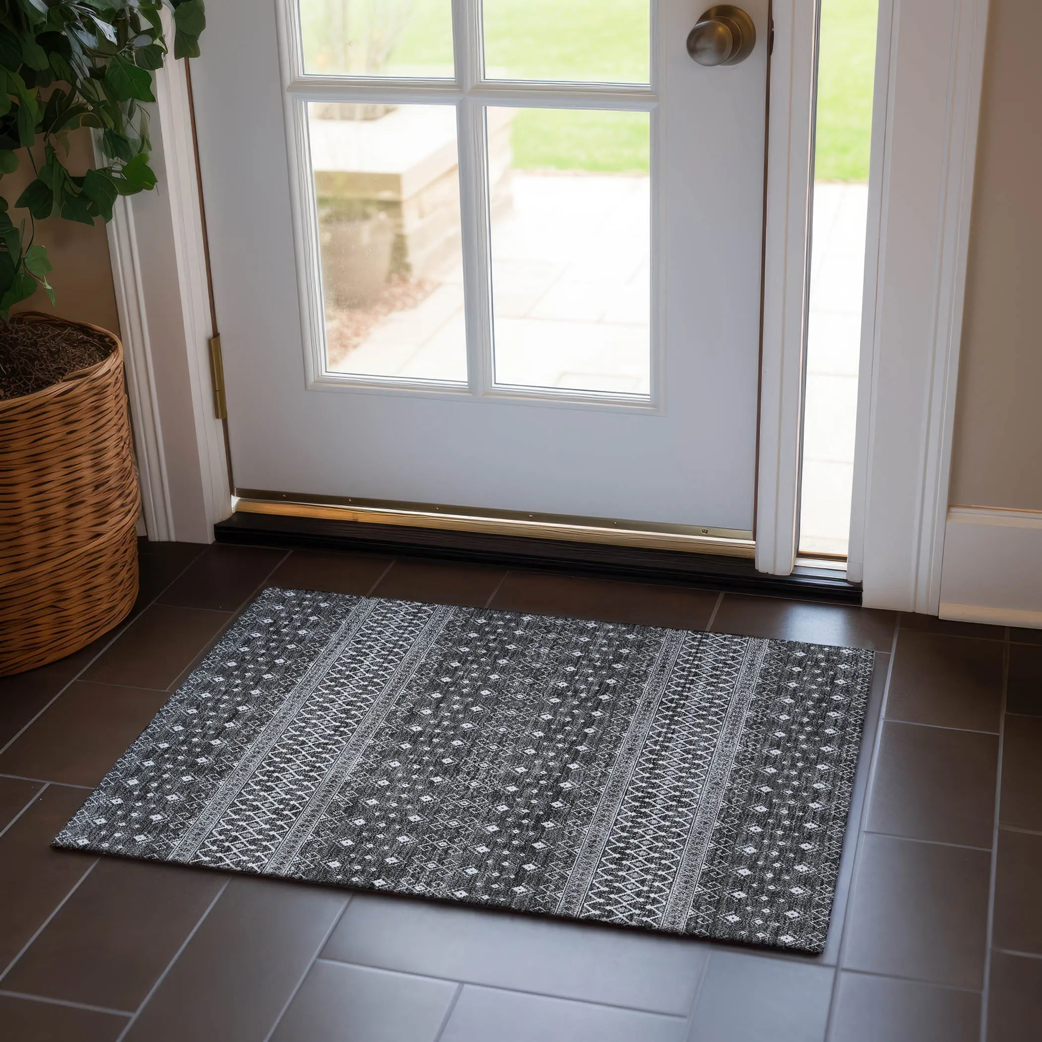 Machine Washable Indoor/ Outdoor Chantille Boho Morrocan Rug