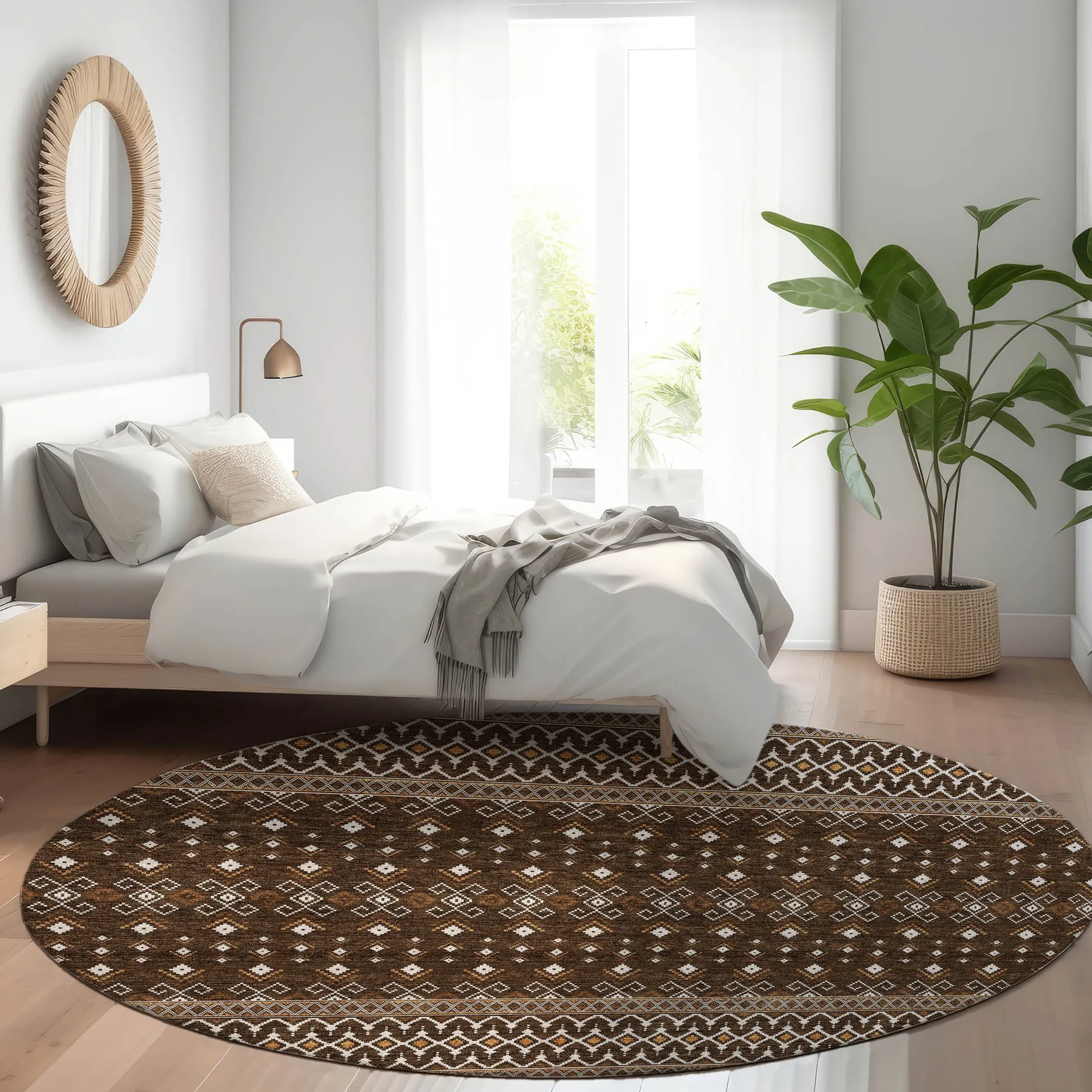 Machine Washable Indoor/ Outdoor Chantille Boho Morrocan Rug