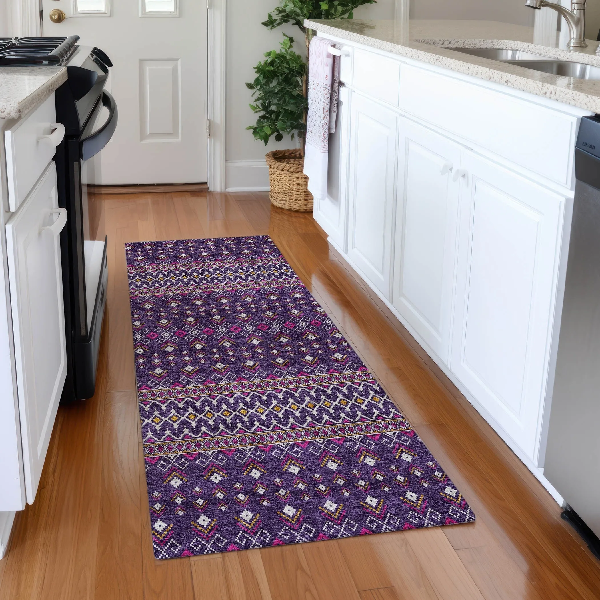 Machine Washable Indoor/ Outdoor Chantille Boho Morrocan Rug
