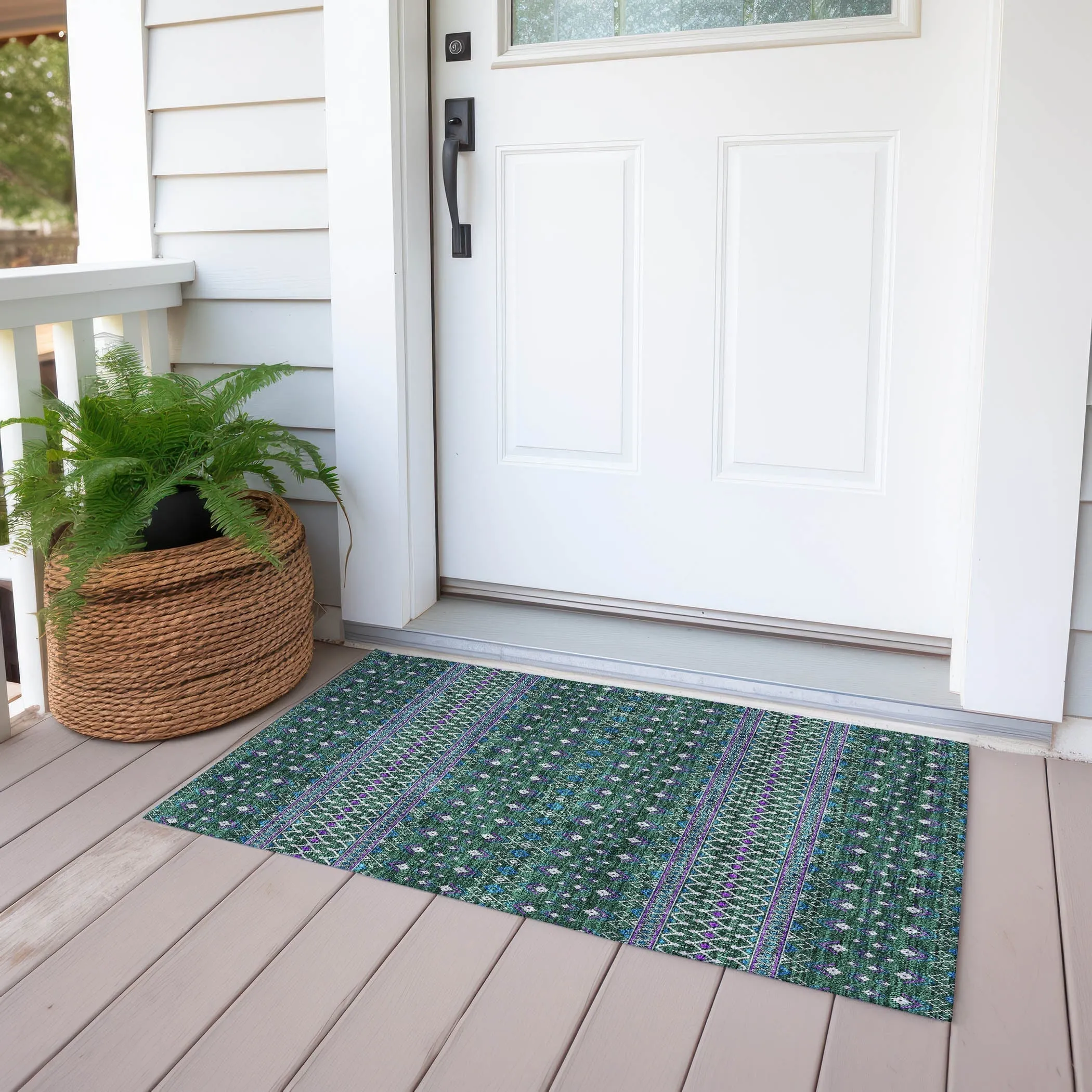 Machine Washable Indoor/ Outdoor Chantille Boho Morrocan Rug
