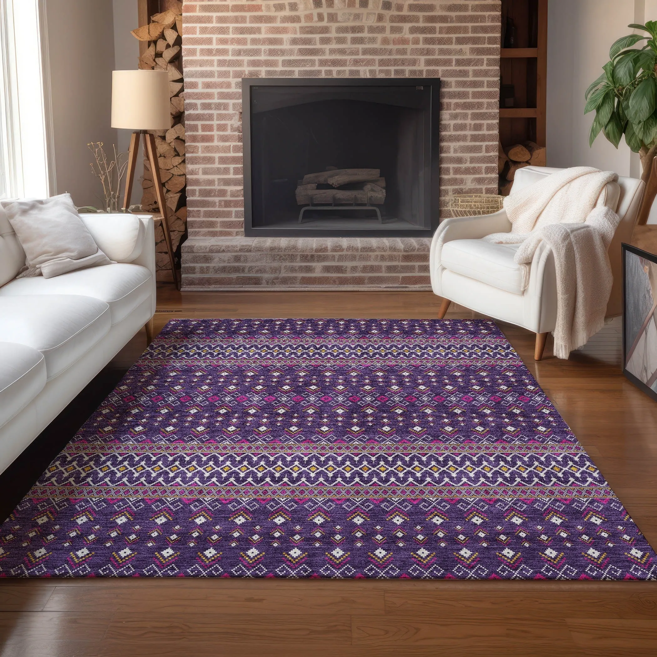 Machine Washable Indoor/ Outdoor Chantille Boho Morrocan Rug