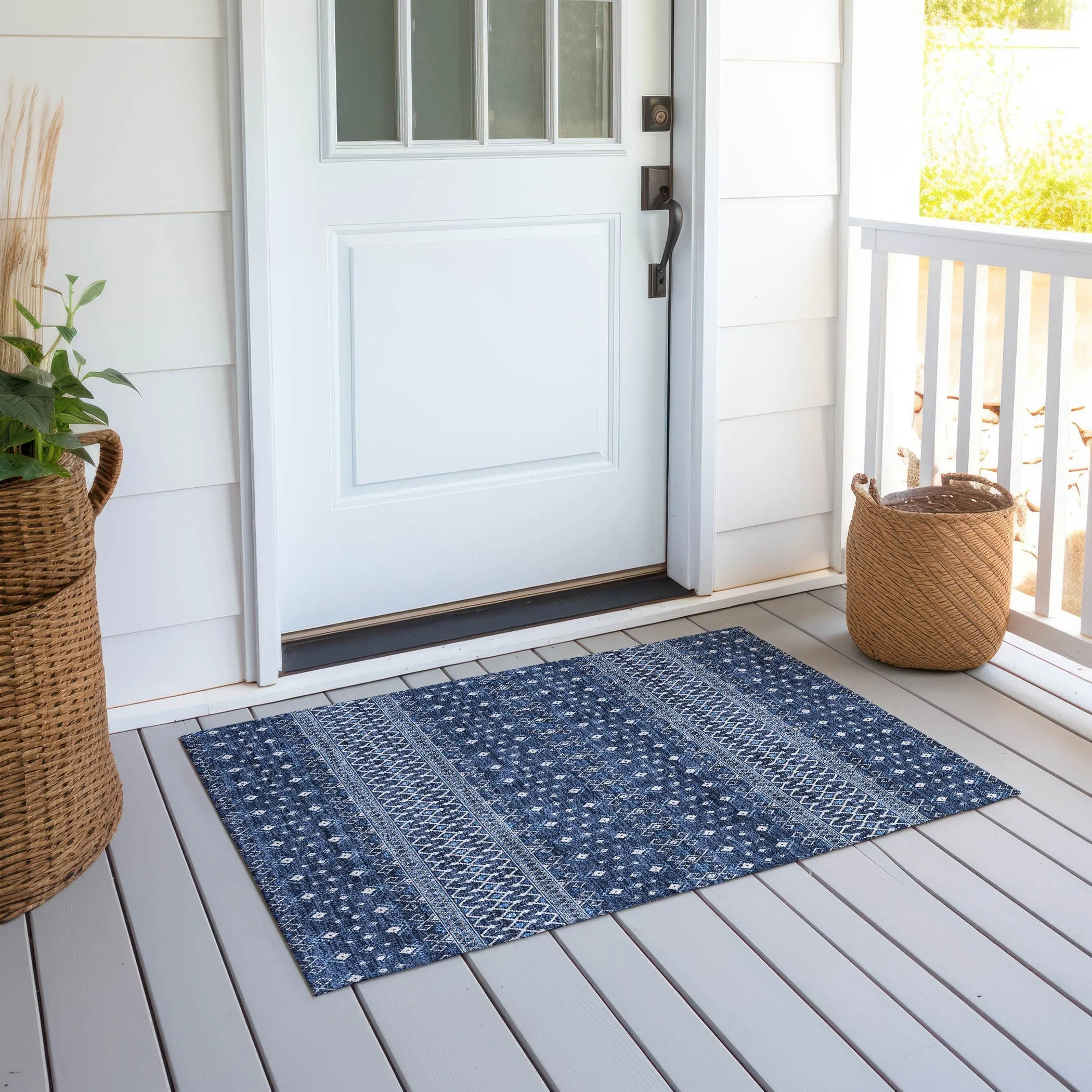 Machine Washable Indoor/ Outdoor Chantille Boho Morrocan Rug