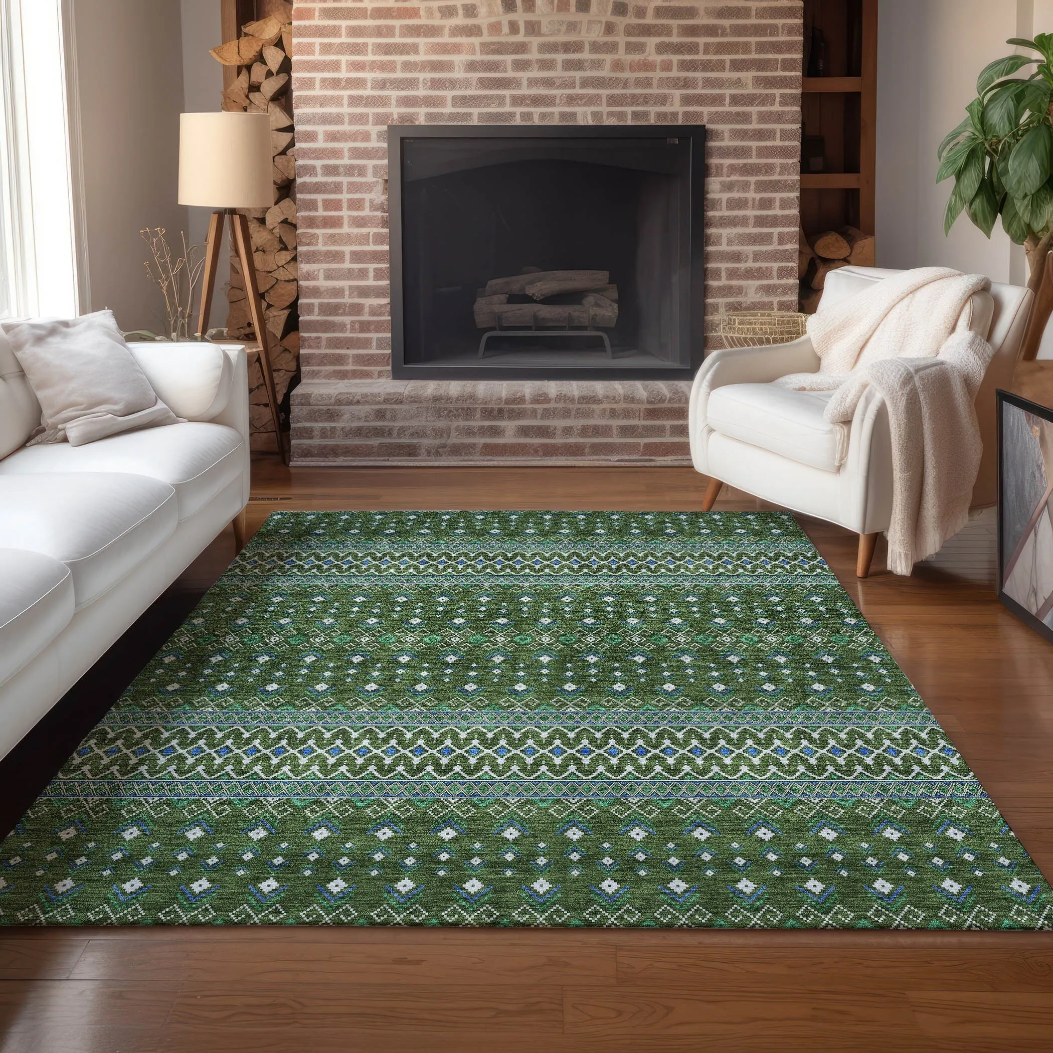 Machine Washable Indoor/ Outdoor Chantille Boho Morrocan Rug
