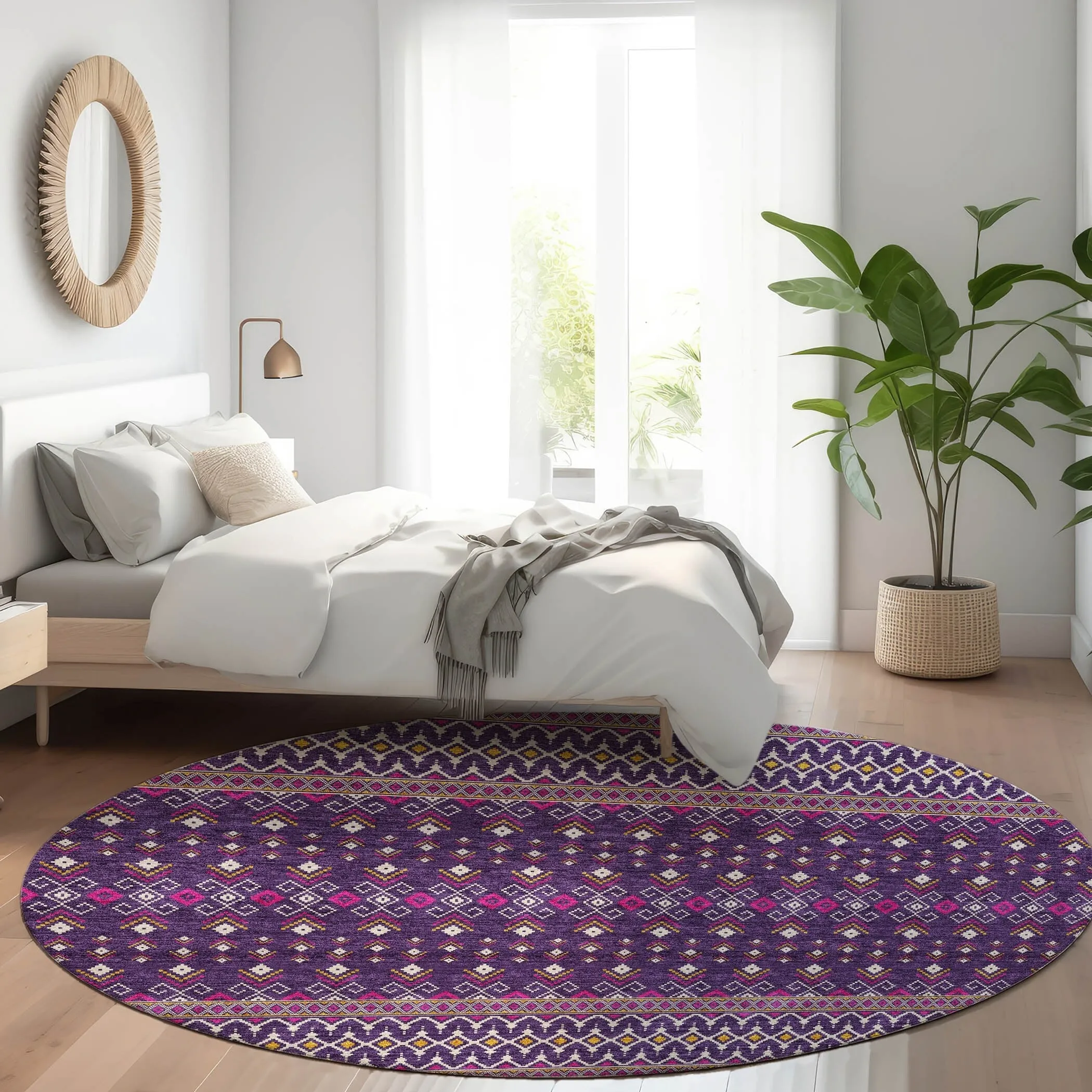 Machine Washable Indoor/ Outdoor Chantille Boho Morrocan Rug