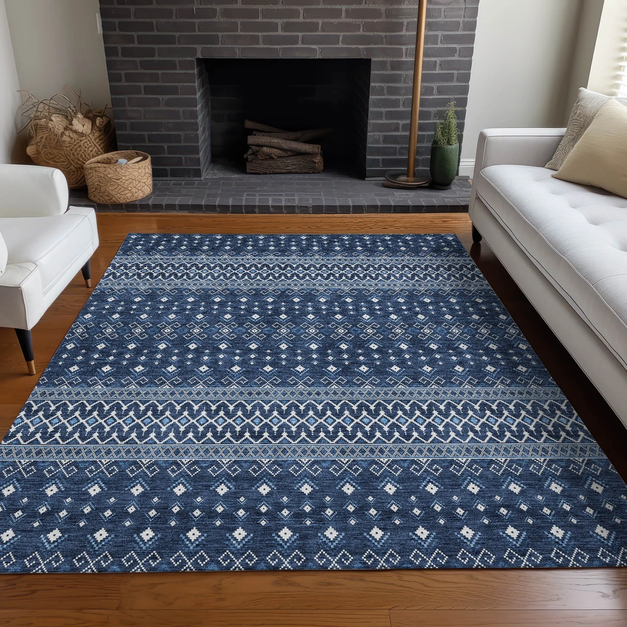 Machine Washable Indoor/ Outdoor Chantille Boho Morrocan Rug