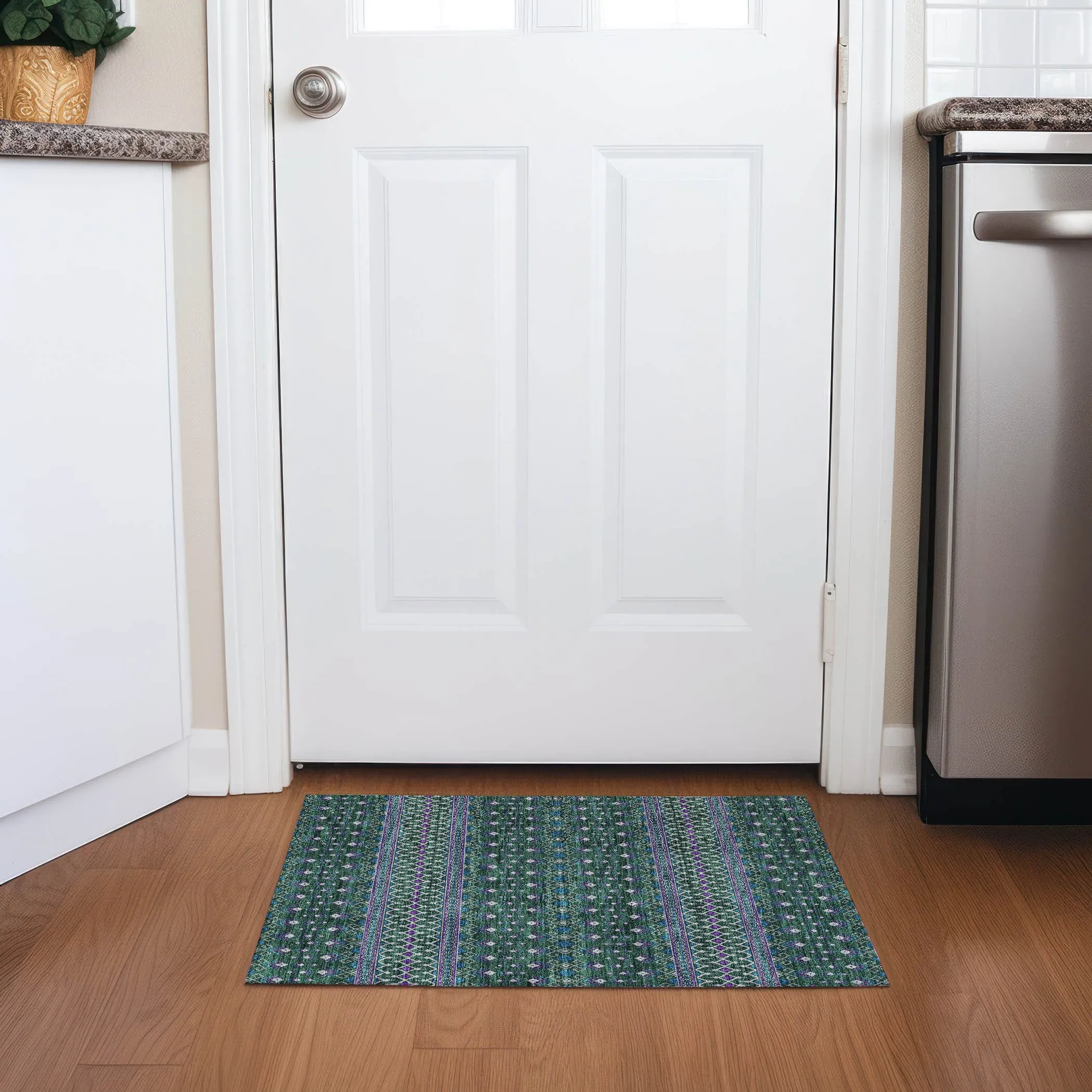 Machine Washable Indoor/ Outdoor Chantille Boho Morrocan Rug
