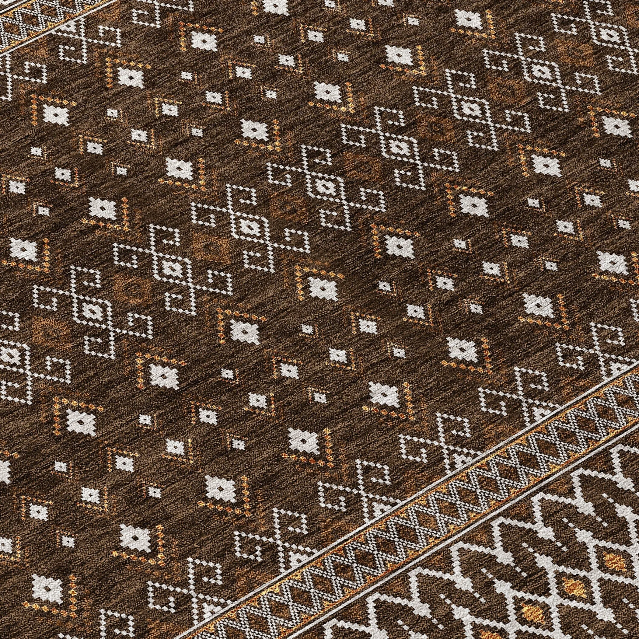 Machine Washable Indoor/ Outdoor Chantille Boho Morrocan Rug